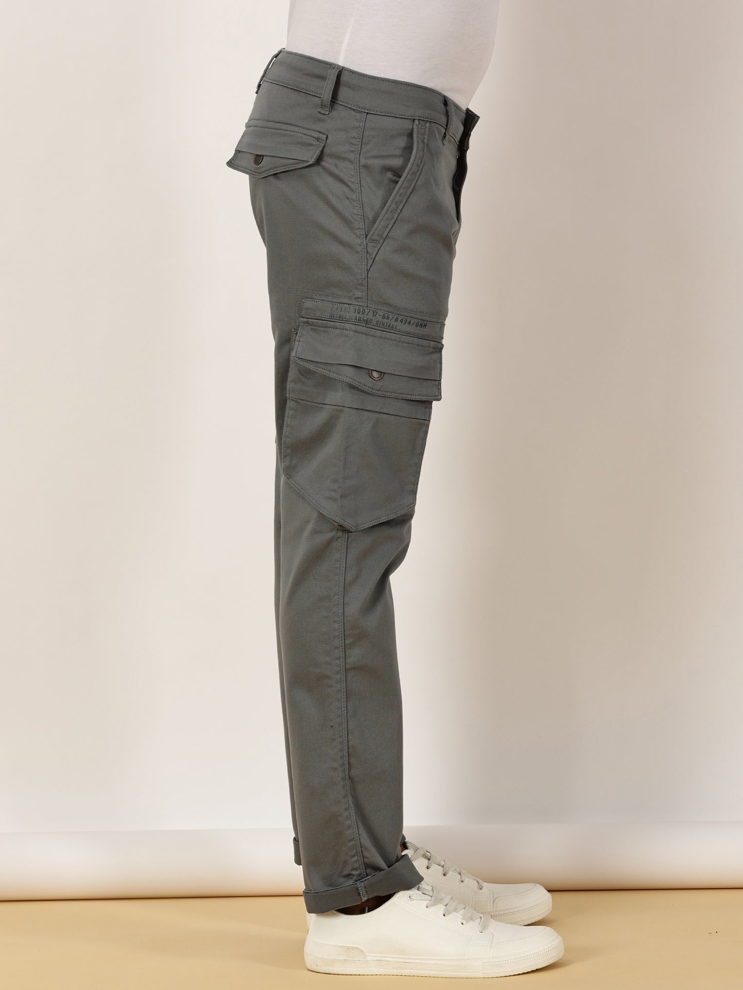 Zip Pocket Stretchable Green Cargo