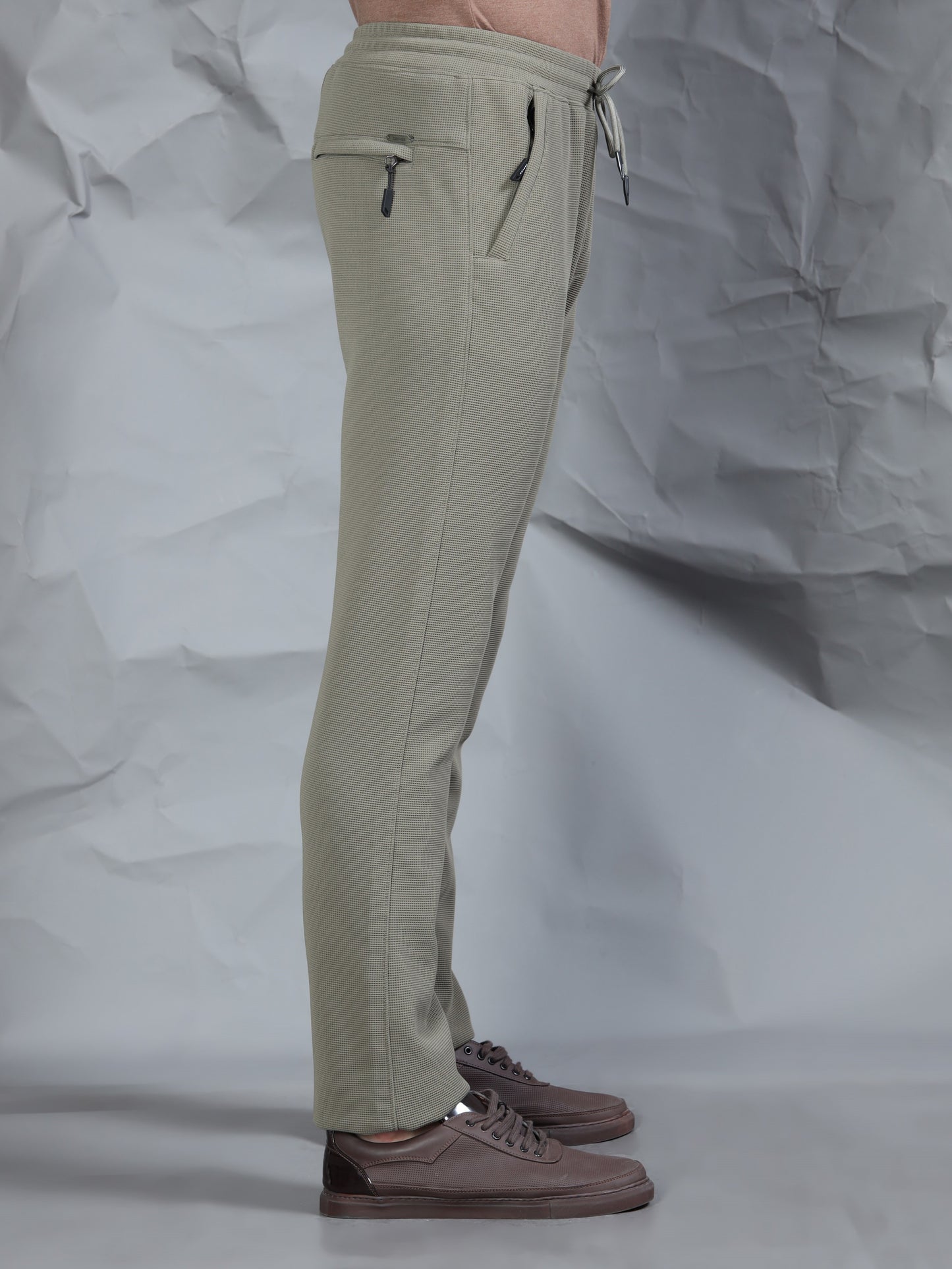 Waffle Structured Light Olive Track Pant