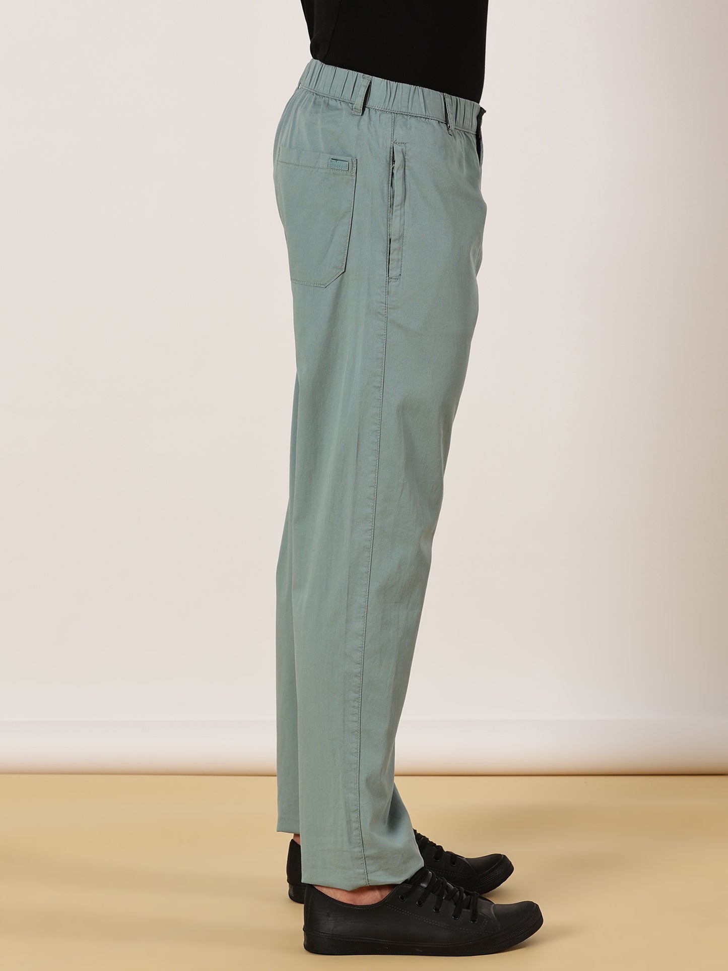 Light Weight Elasticated Waist Zip Pocket Green Lounge Pants