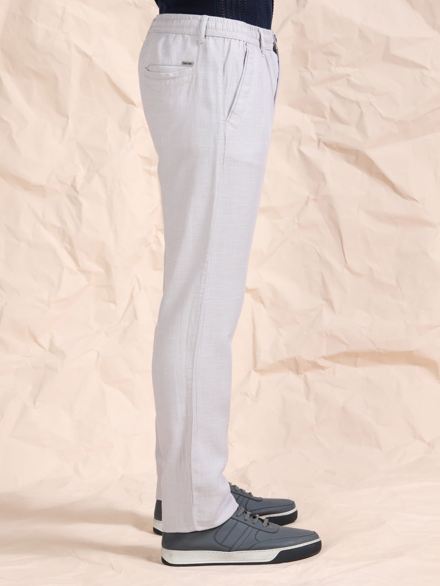 Stone Cotton Linen Solid Mid Rise Pyjama