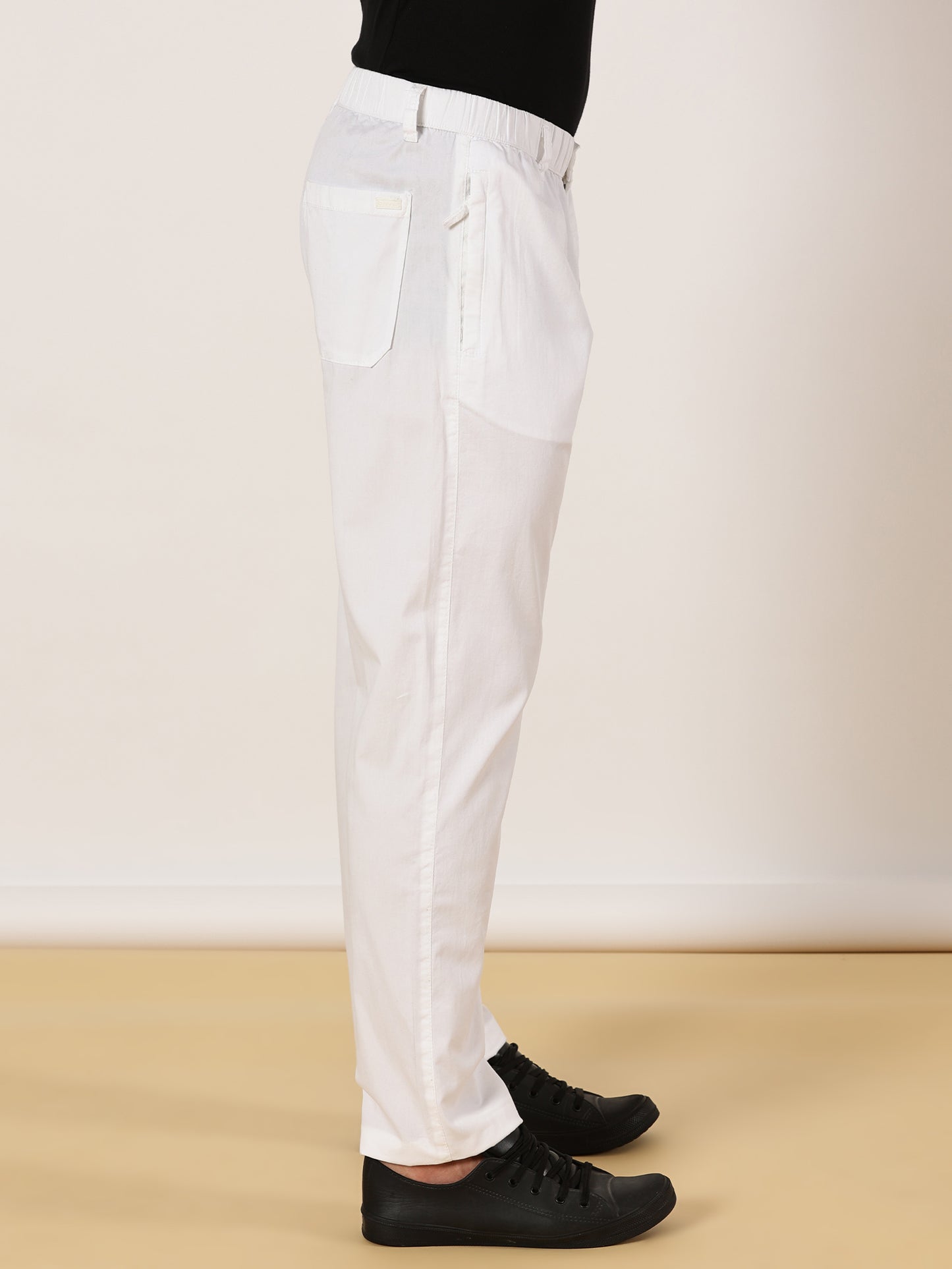 Light Weight Elasticated Waist Zip Pocket White Lounge Pants