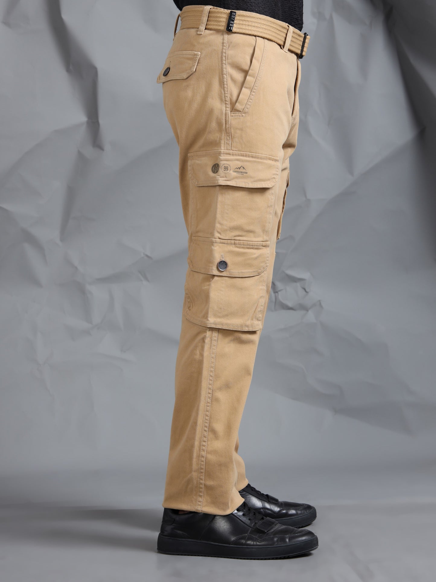 Cotton Lycra Khaki  Cargo Pant with 8 Pockets