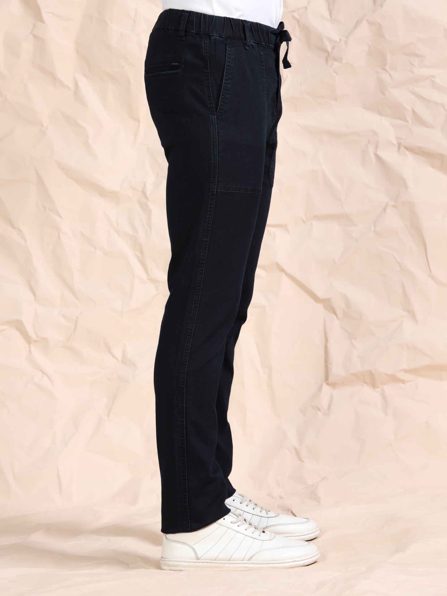Indigo Denim Cotton Blend Solid Mid Rise Pyjama