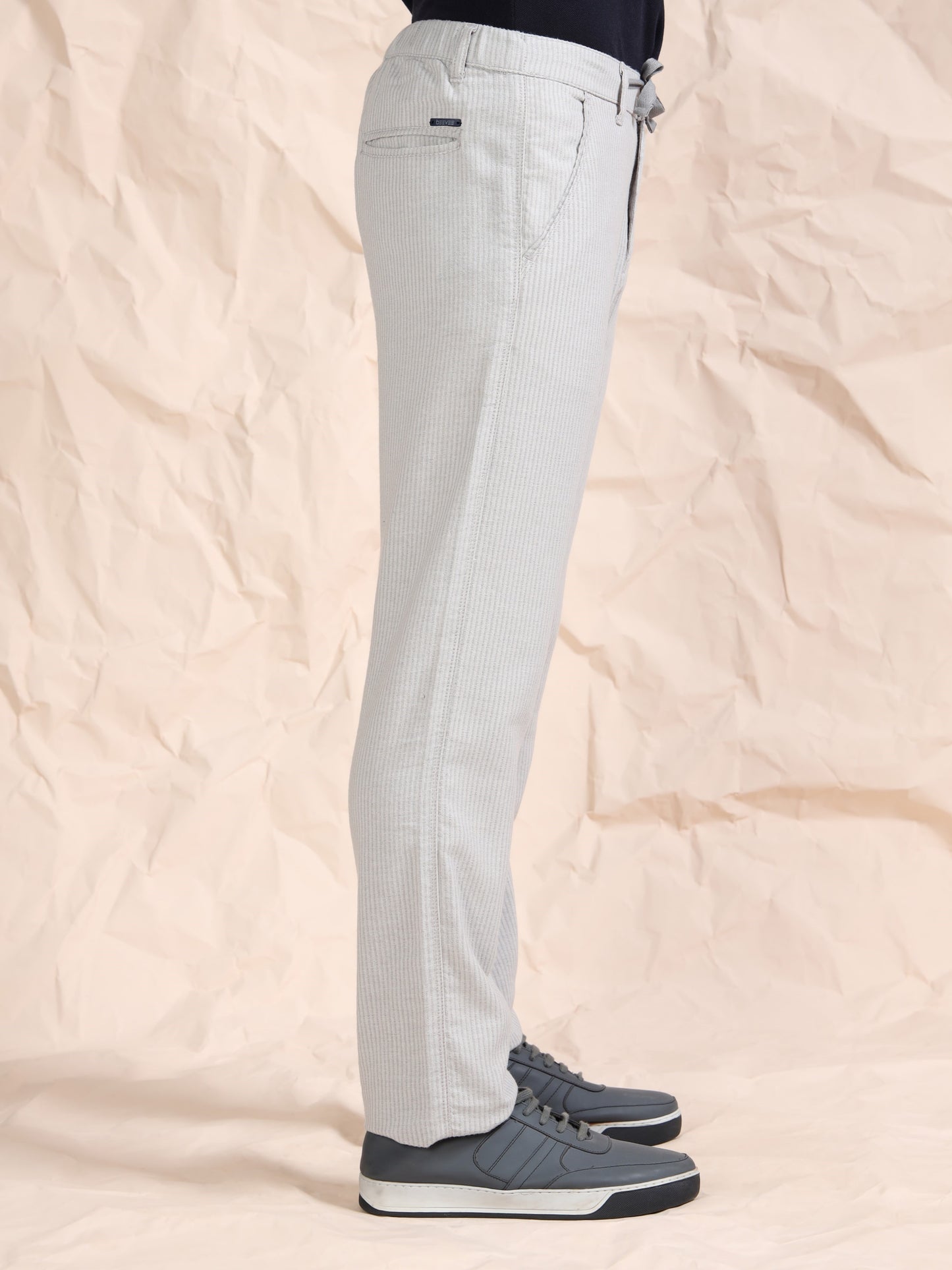 Brown Cotton Striped Mid Rise Pyjama