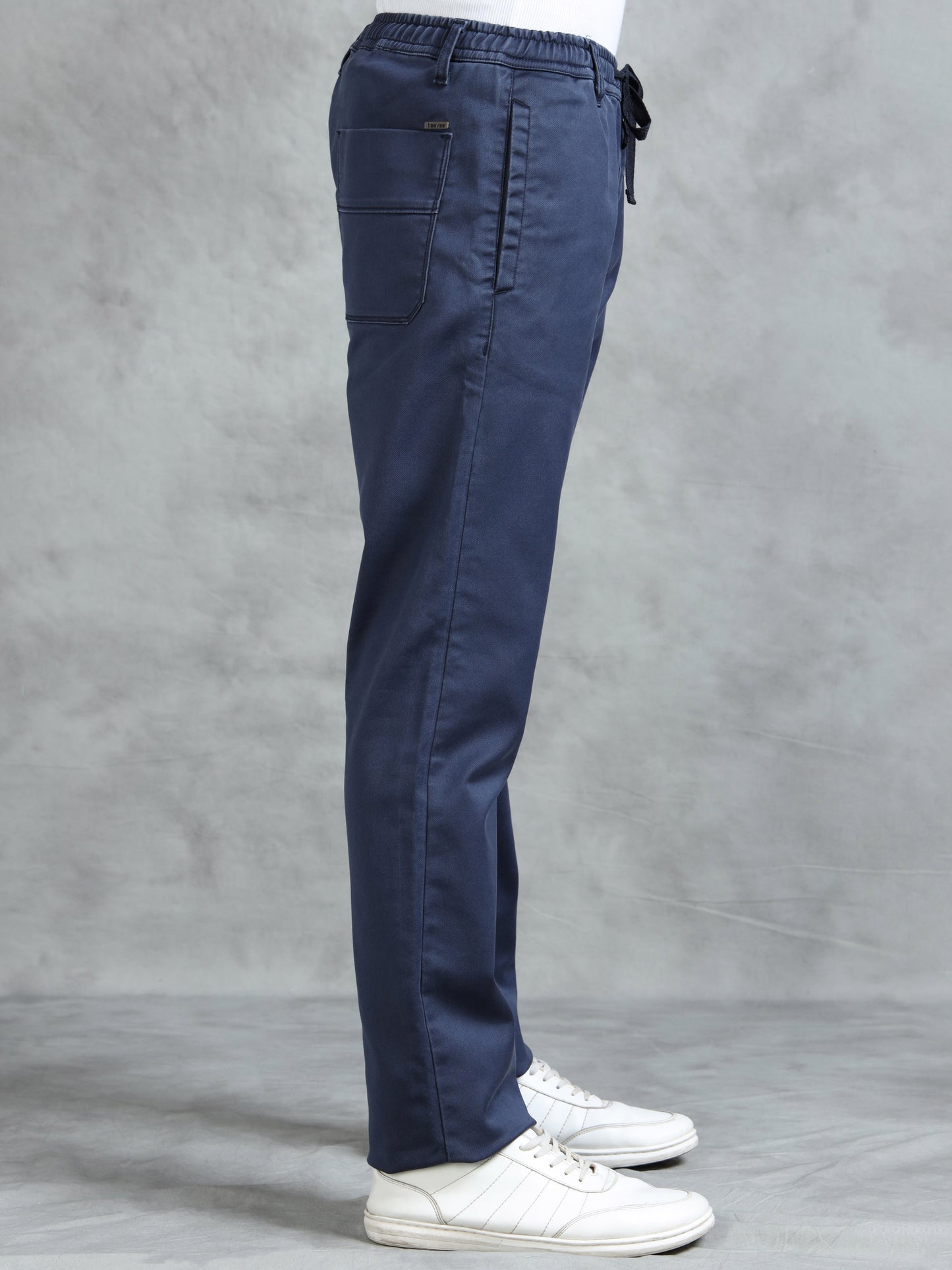 Navy Cotton Lycra Solid Pyjama