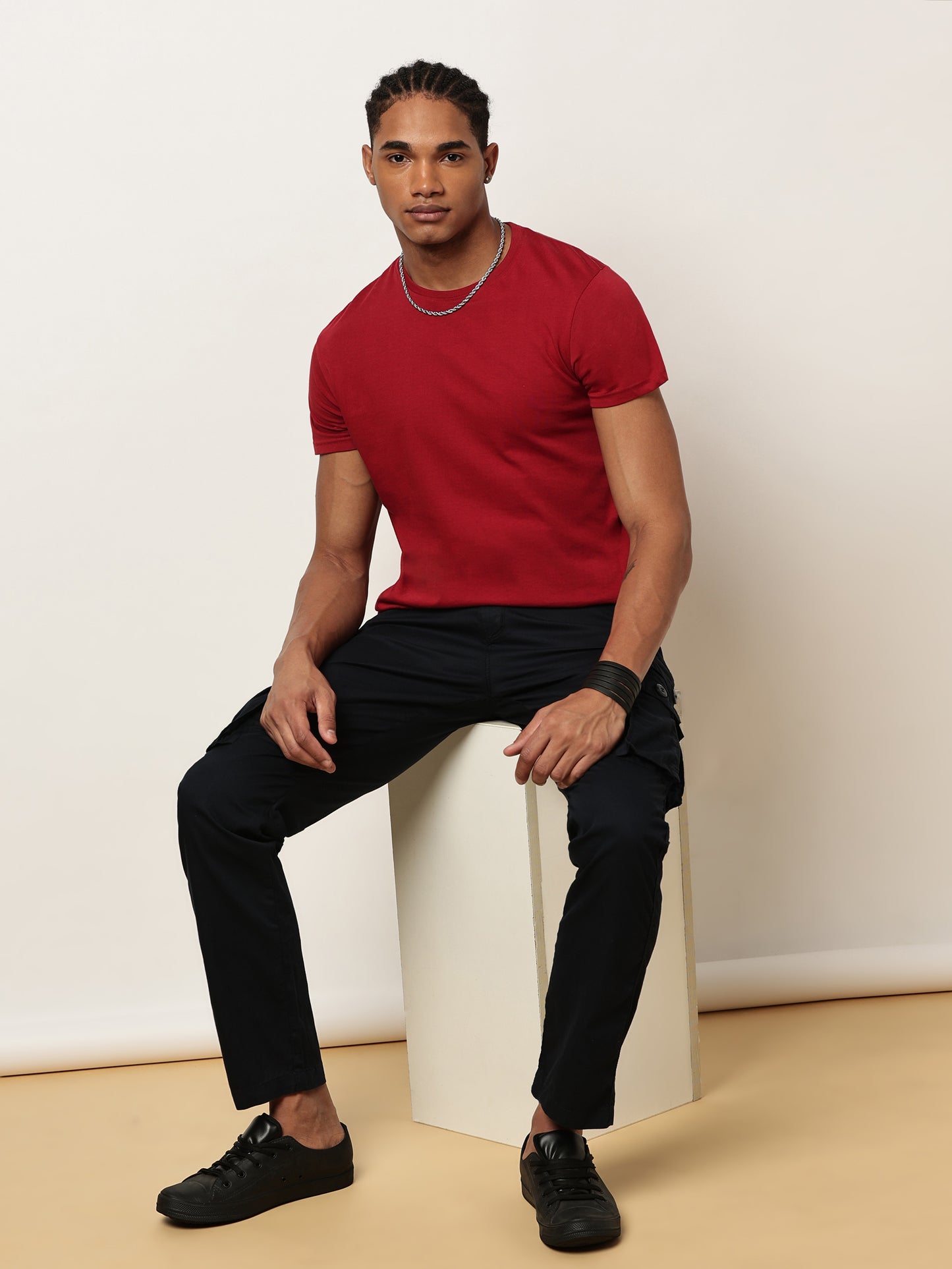 Elasticated Waist Multi Pocket Cargo Navy Lounge Pants