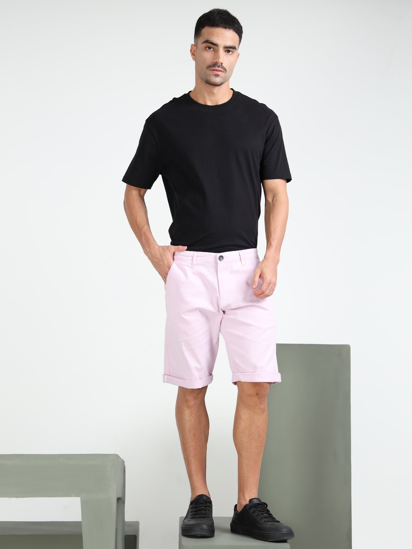 Light Purple Cotton Lycra Shorts