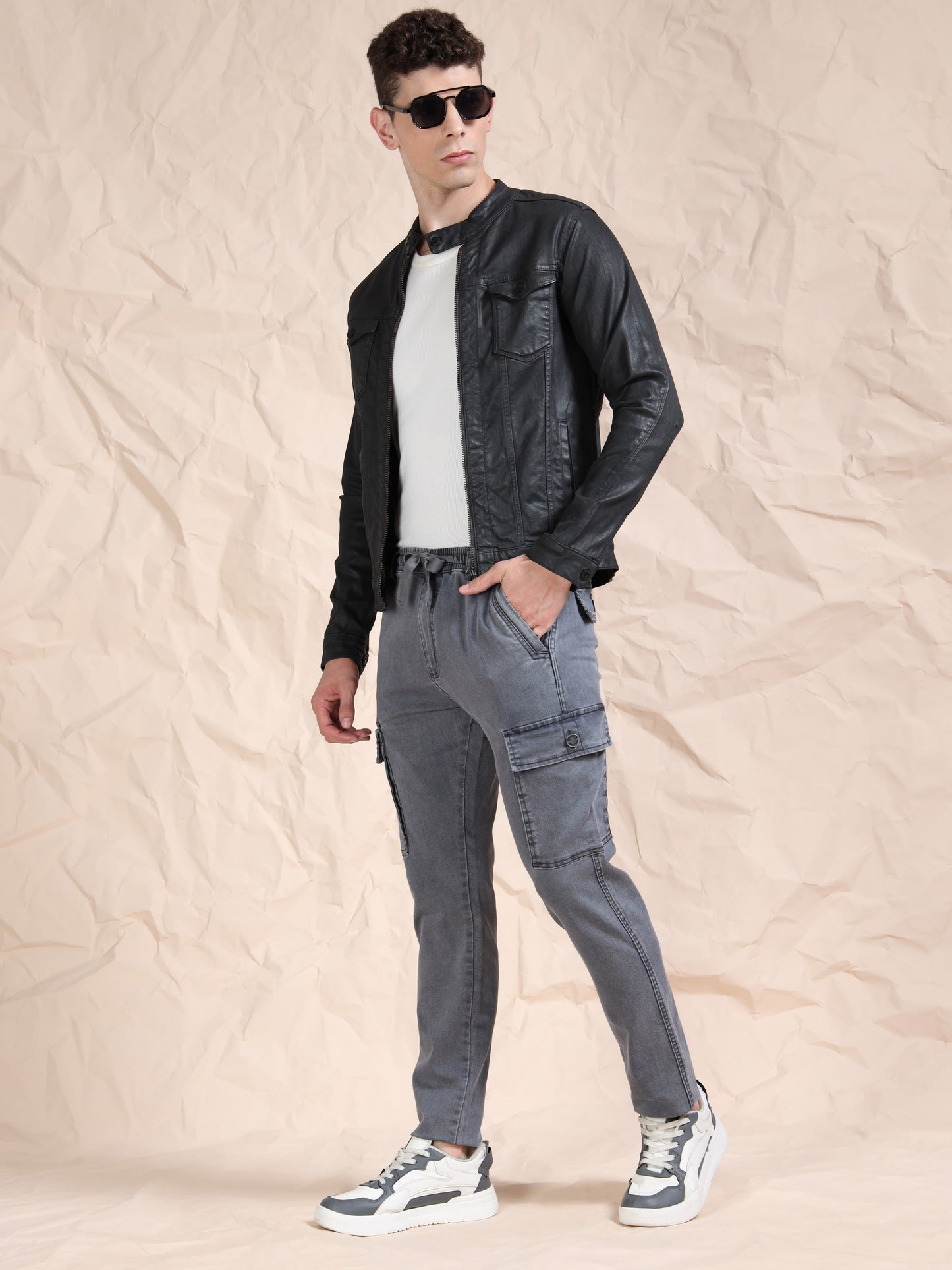 Grey  Solid Cotton Pyjama