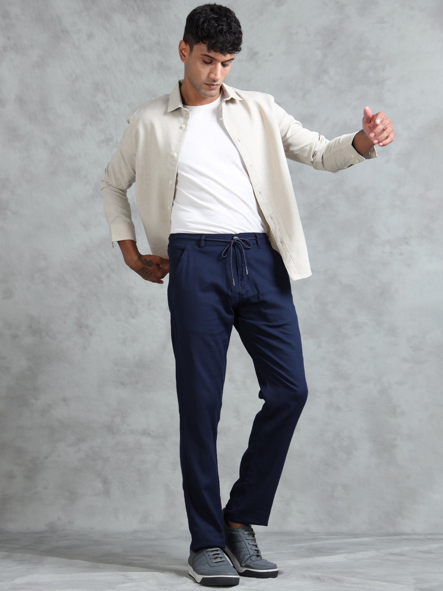 Navy 100% Cotton Solid Pyjama