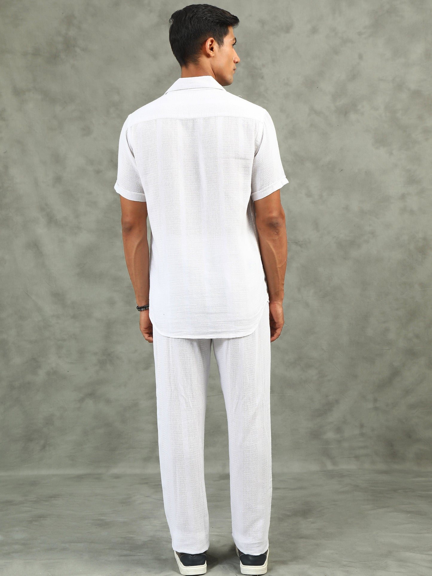 White Regular Fit Full-Length Casual Co-ord Set