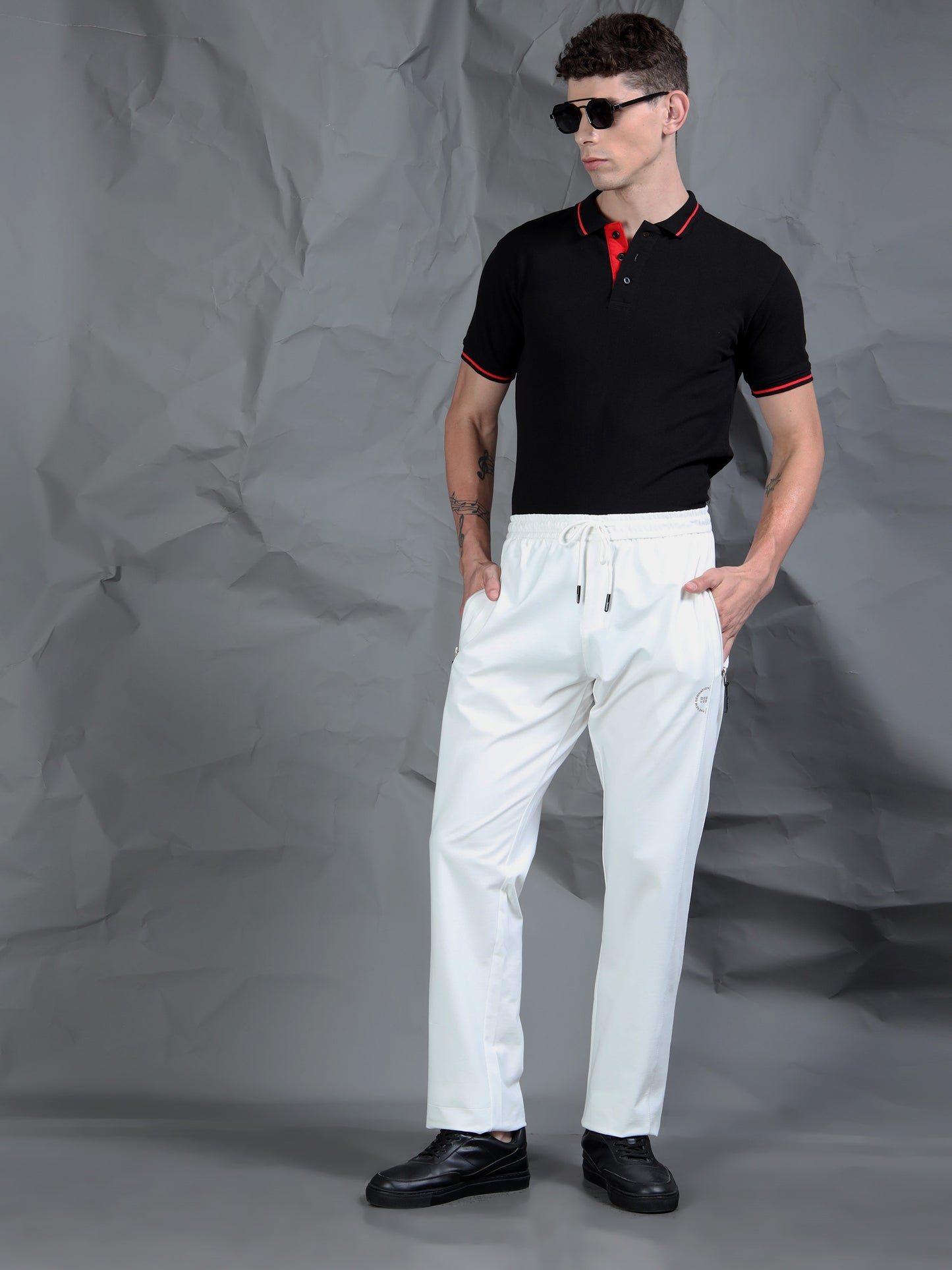 White Blend Knitted Stretchable Track Pant