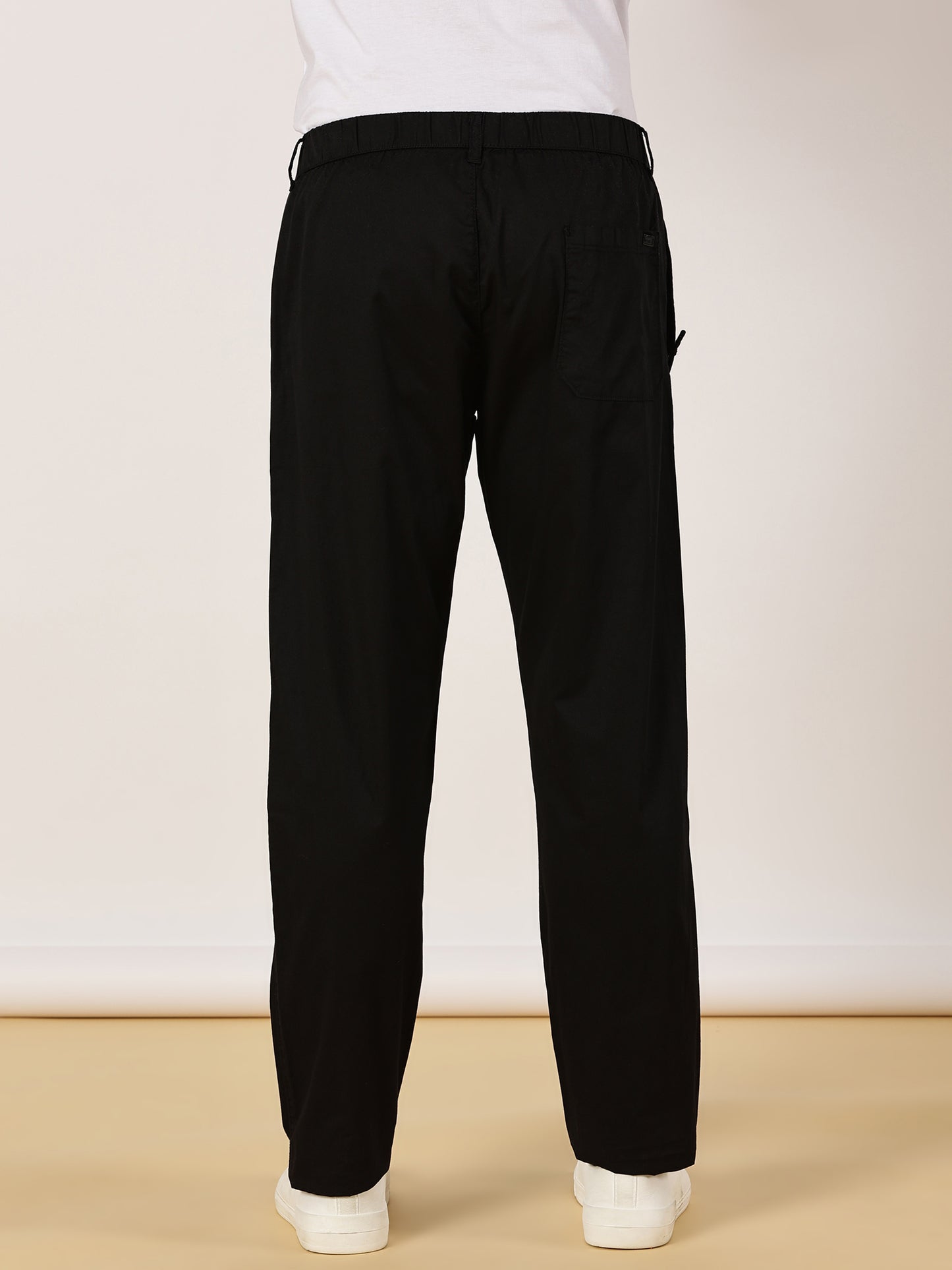 Light Weight Elasticated Waist Zip Pocket Black Lounge Pants