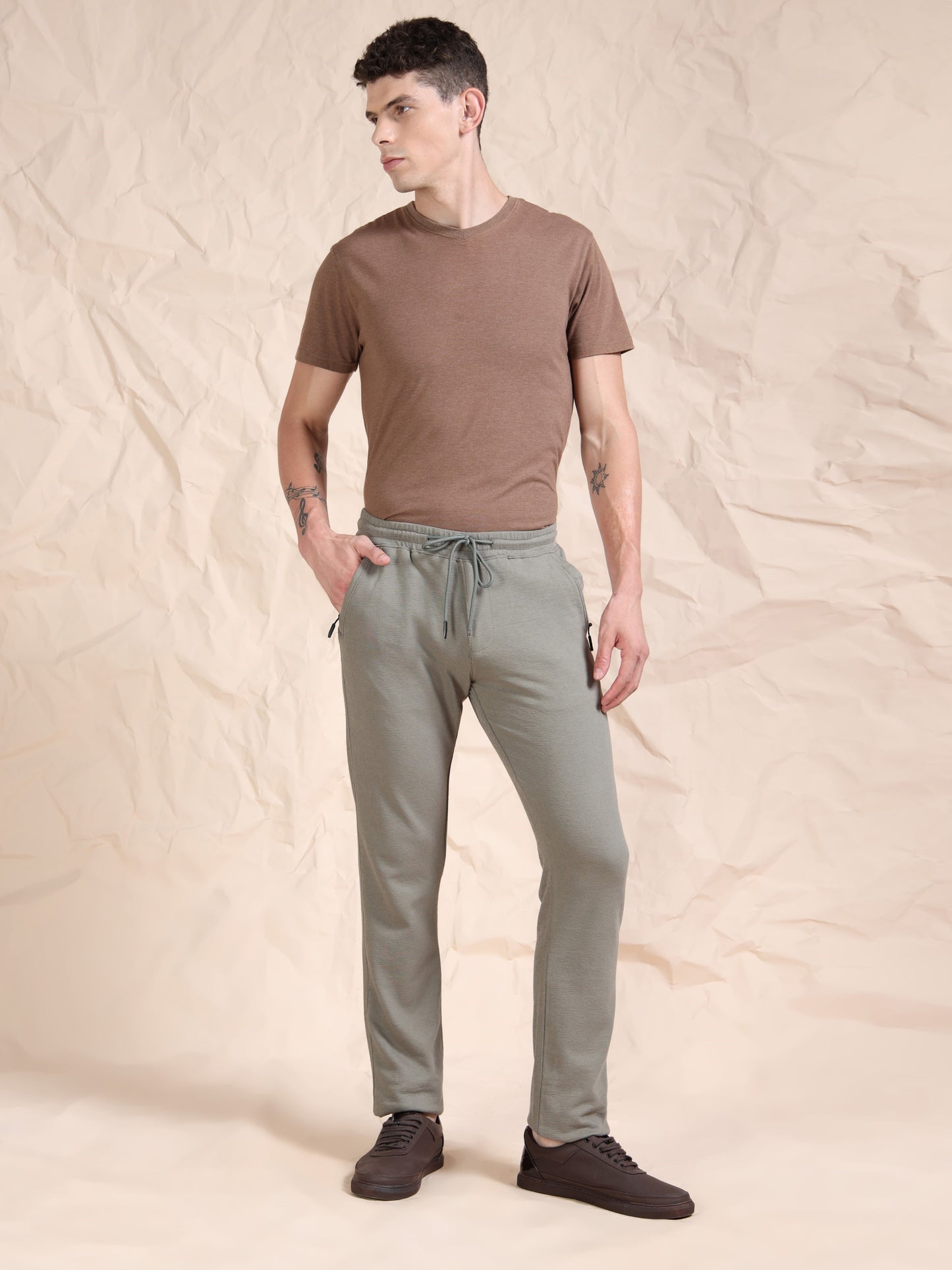 Stretchable Light Olive Track Pant