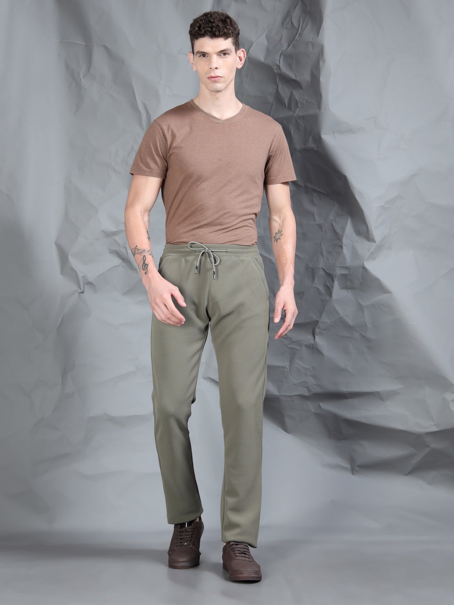 Waffle Structured Light Olive Track Pant