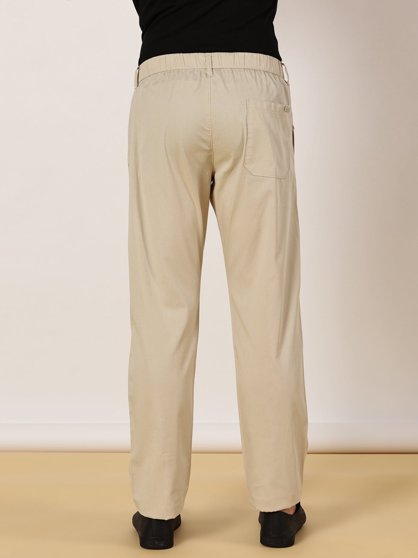 Light Weight Elasticated Waist Zip Pocket Beige Lounge Pants