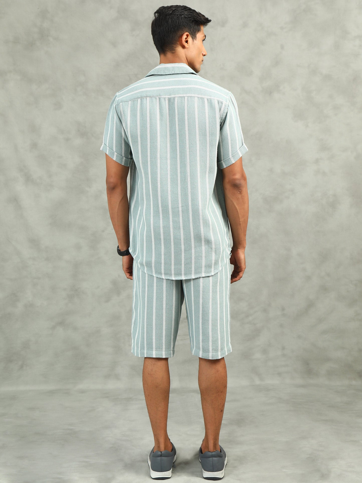 Green Regular Fit Striped Sets