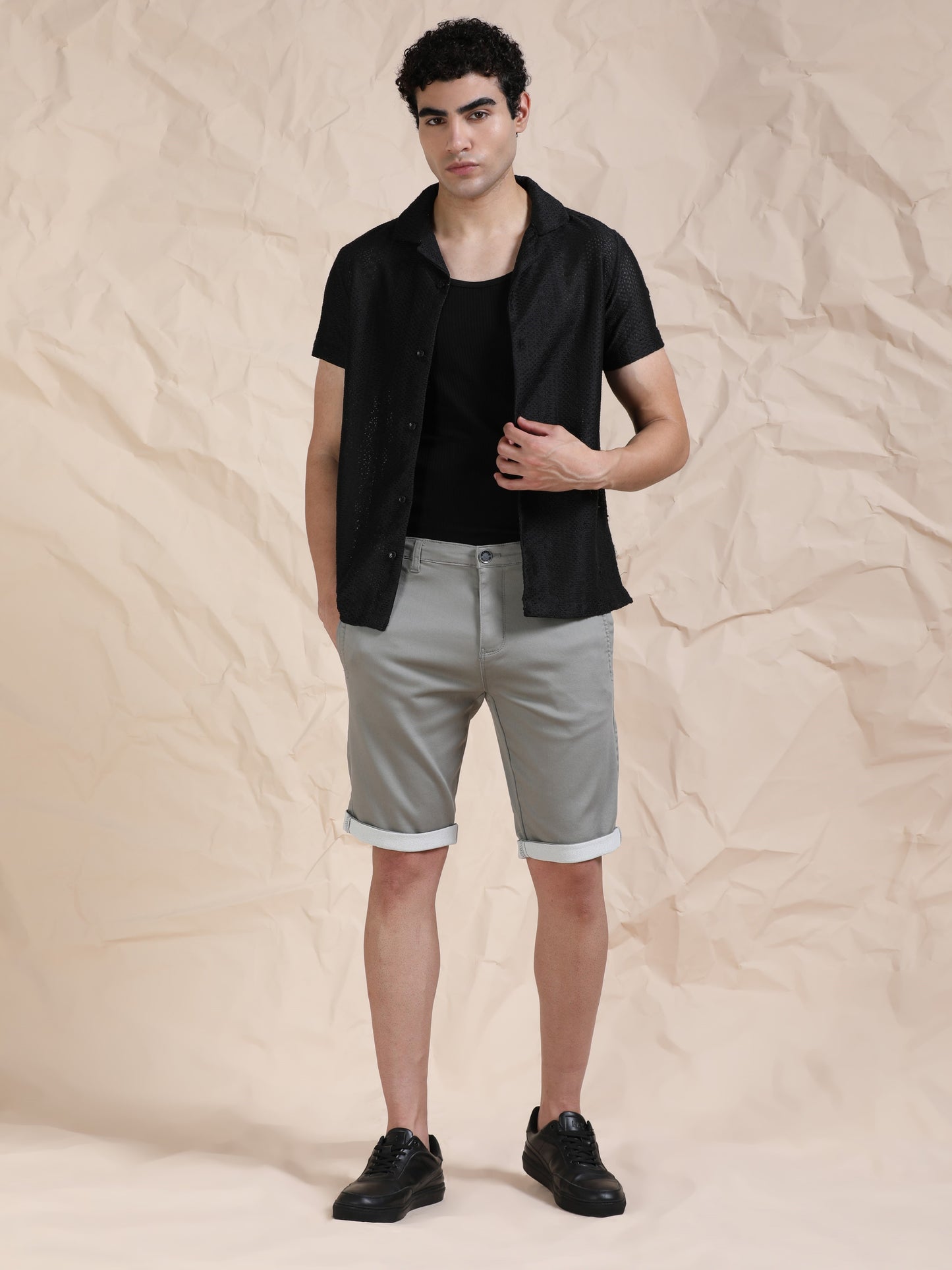 Cotton Lycra Light Grey Shorts