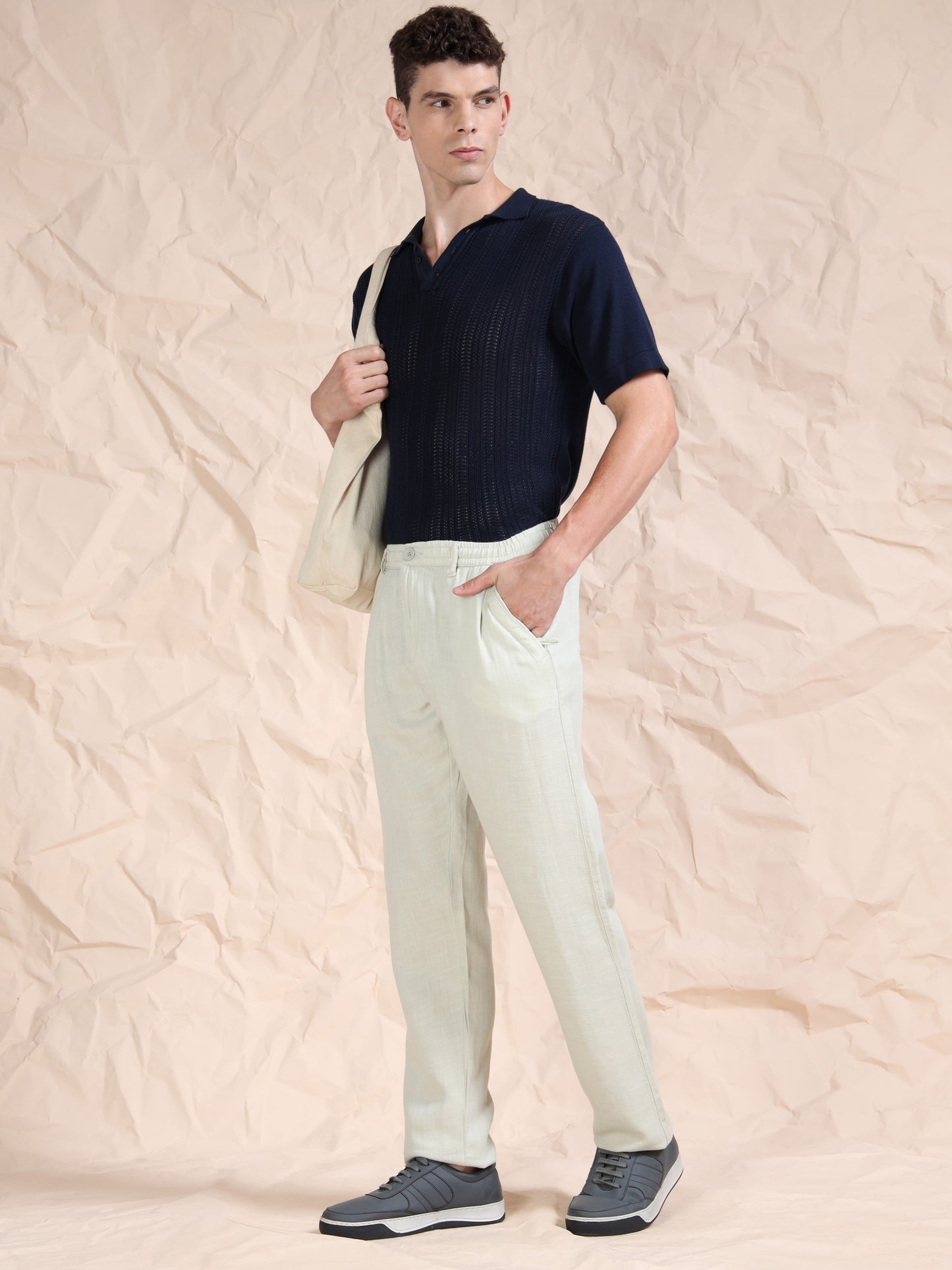 Pista Cotton Linen Solid Mid Rise Pyjama