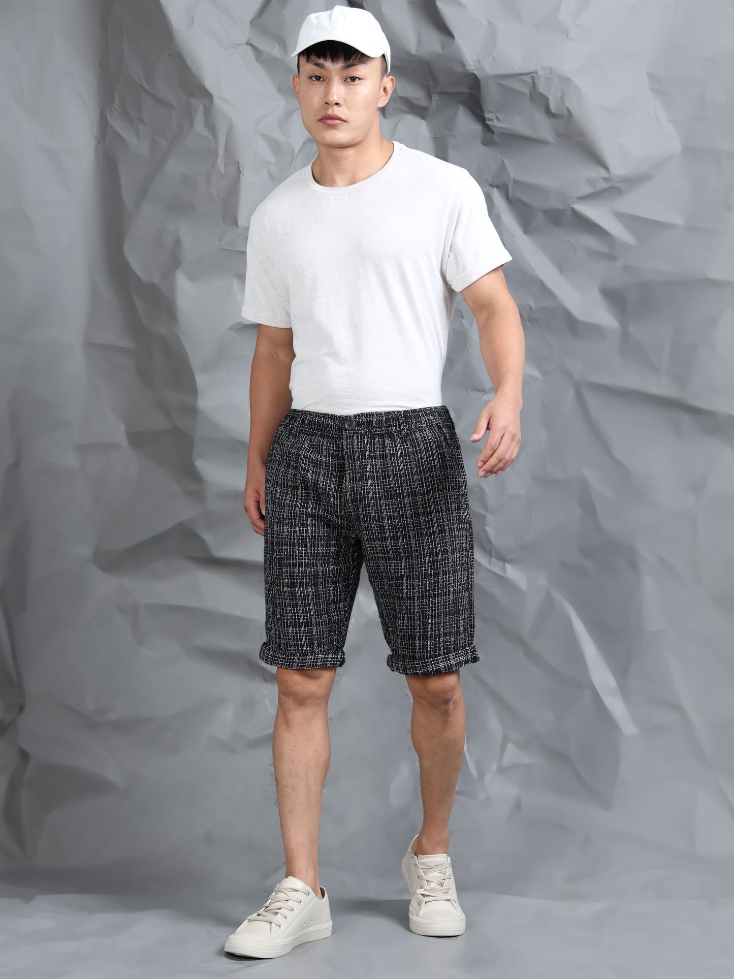 Cotton Lycra Casual Black Printed Shorts