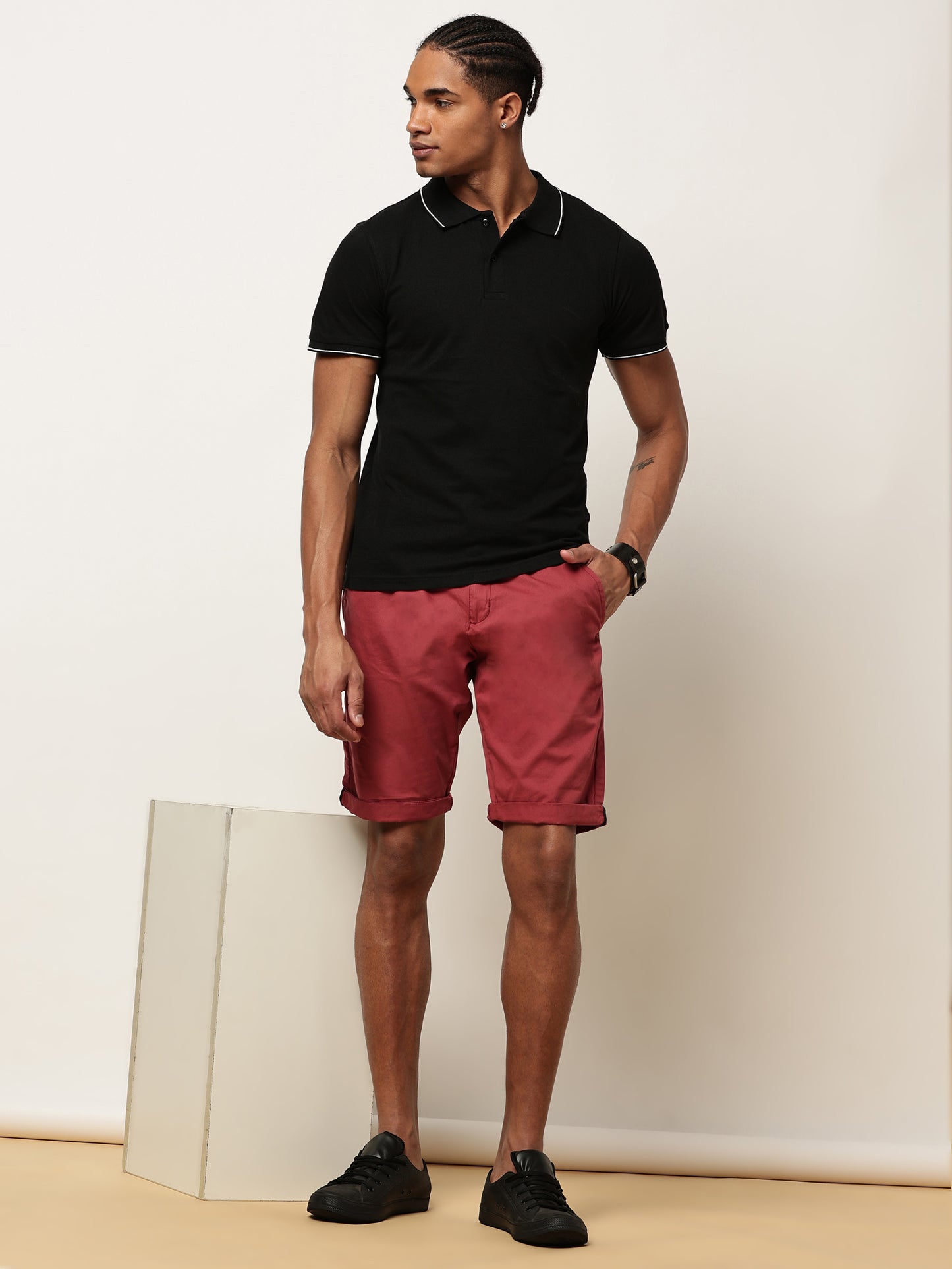Plain Rust Shorts With Belt