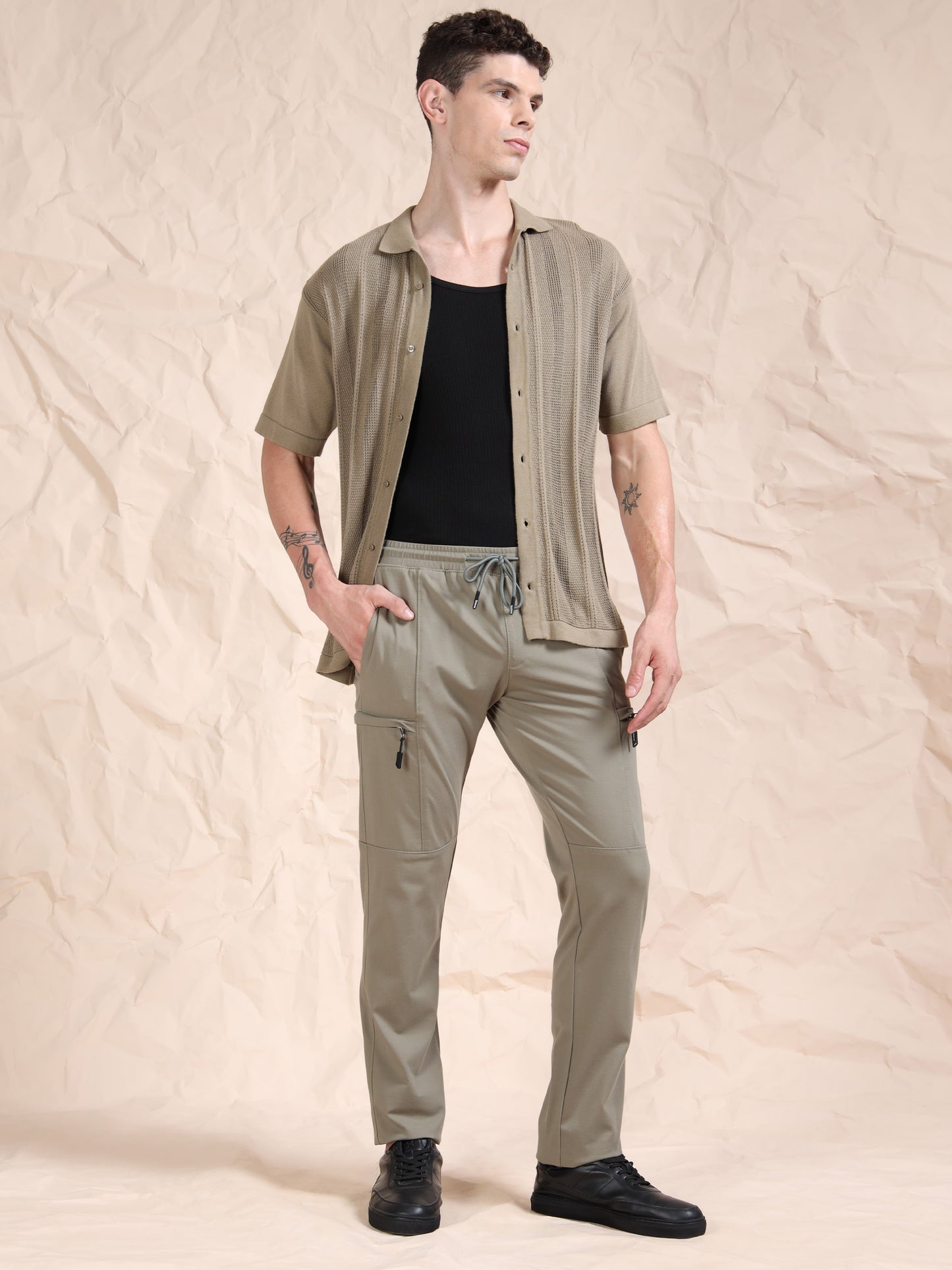 Stretchable Light Olive Track Pant