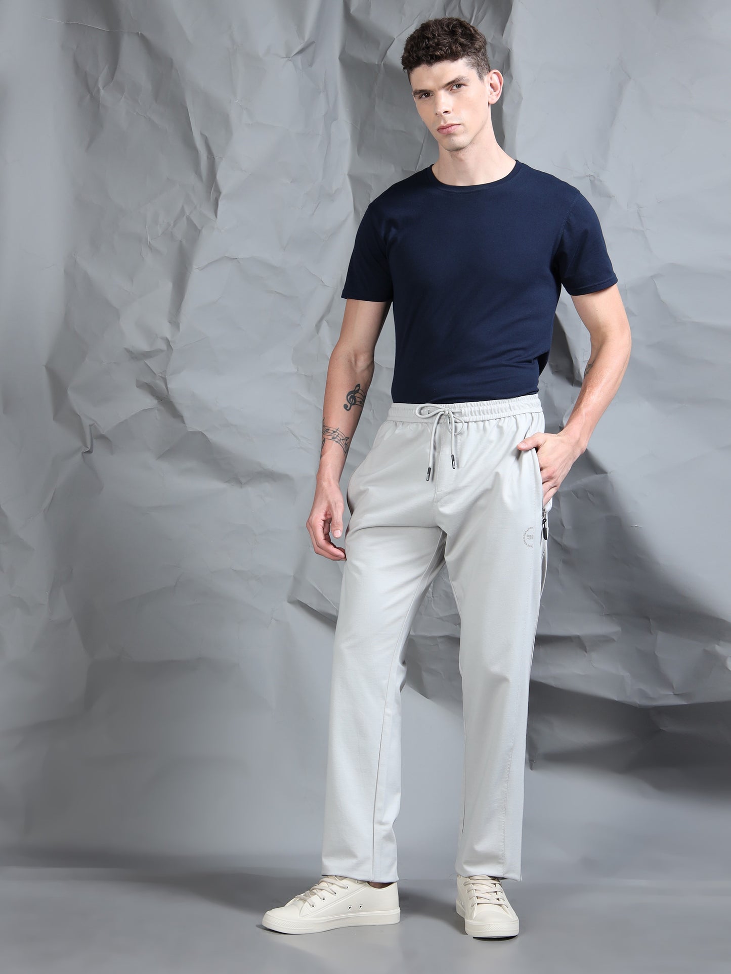 Light Grey Blend Knitted Stretchable Track Pant