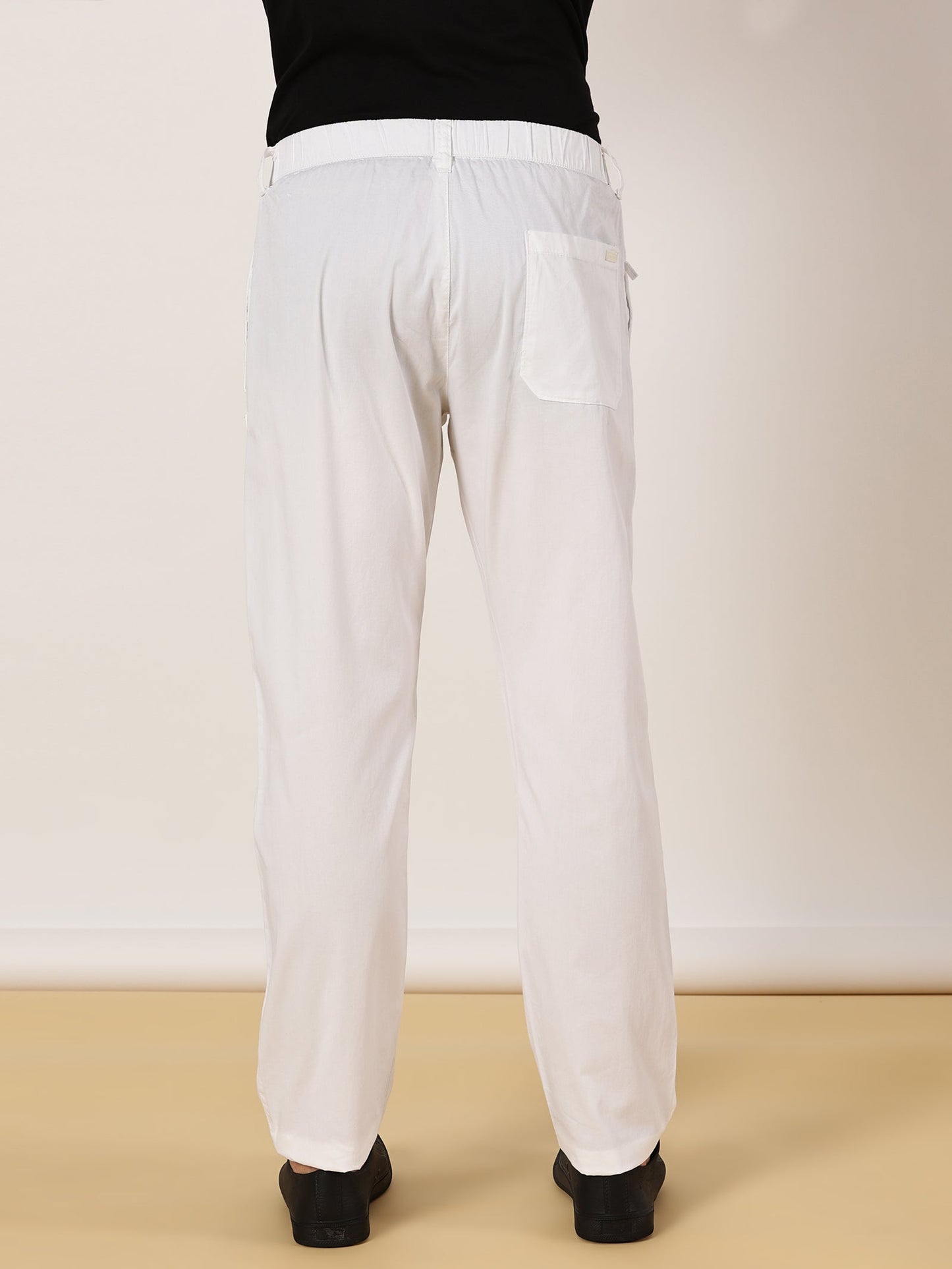Light Weight Elasticated Waist Zip Pocket White Lounge Pants