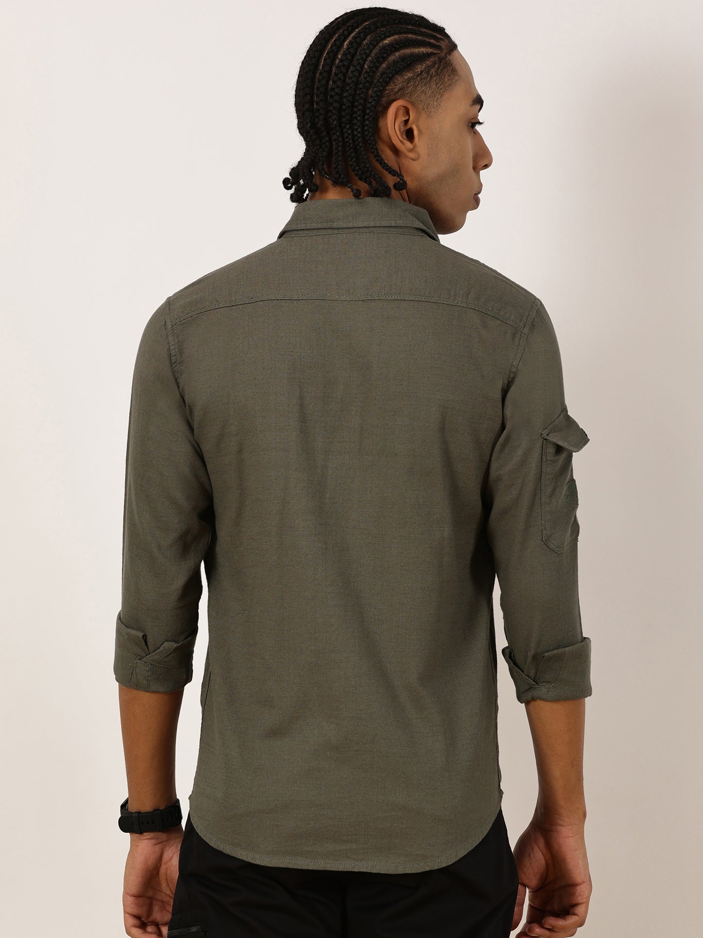 Multi Pocket Olive Cargo Shirt