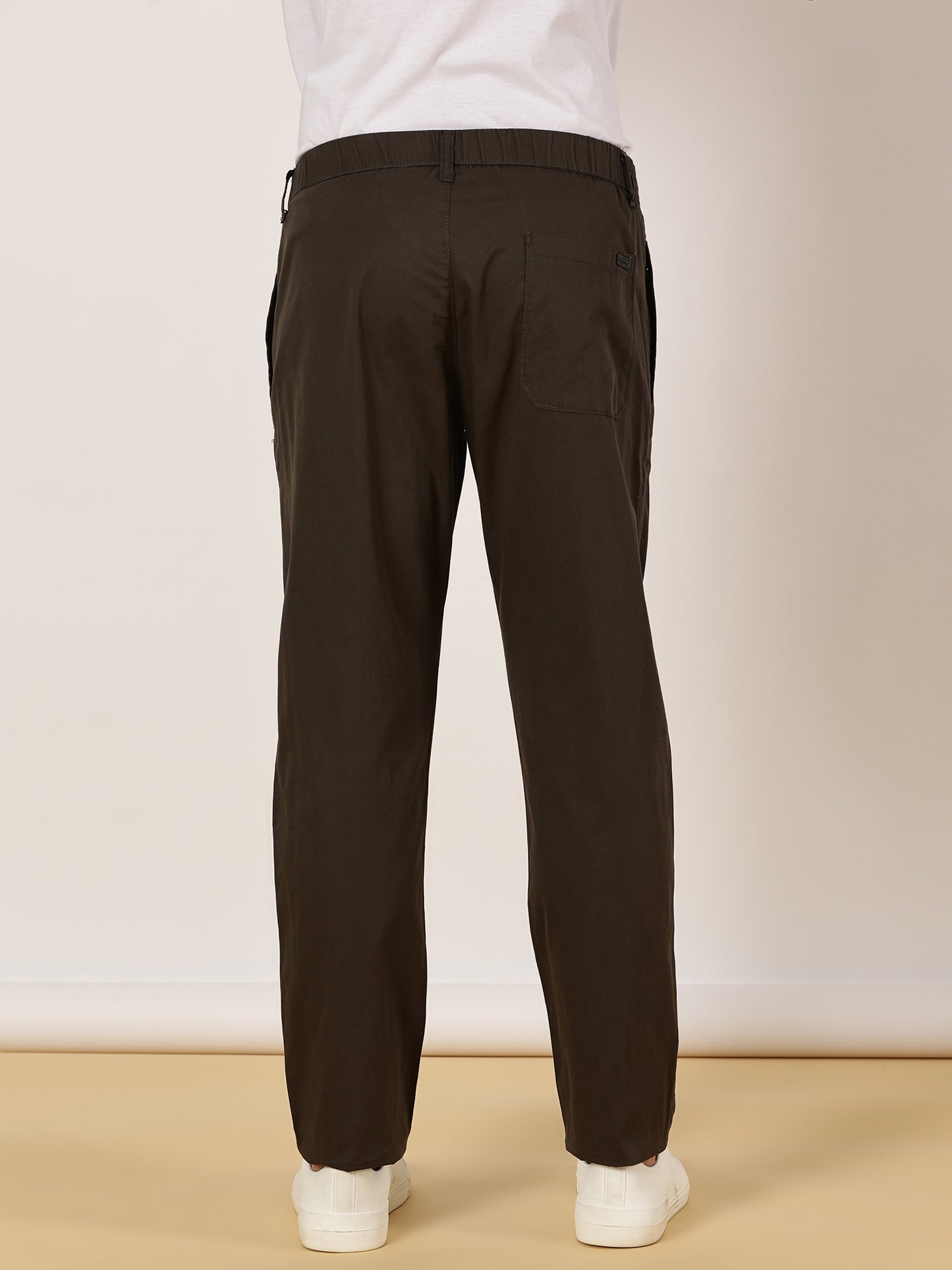 Light Weight Elasticated Waist Zip Pocket Olive Lounge Pants