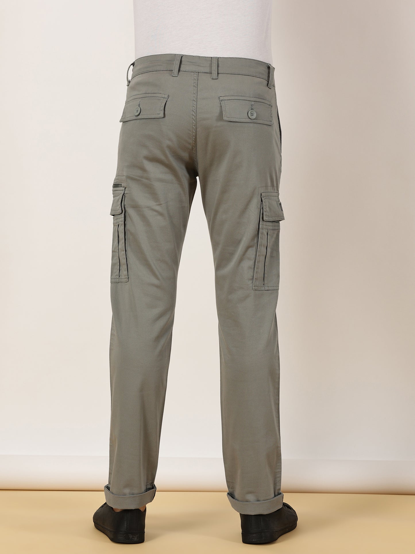 Zip Pocket Stretchable Dark Grey Cargo