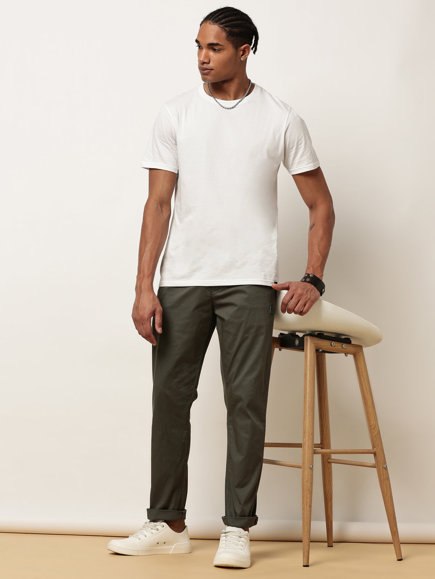 Olive Elasticated Waist Zip Pocket Stretchable Lounge Pants