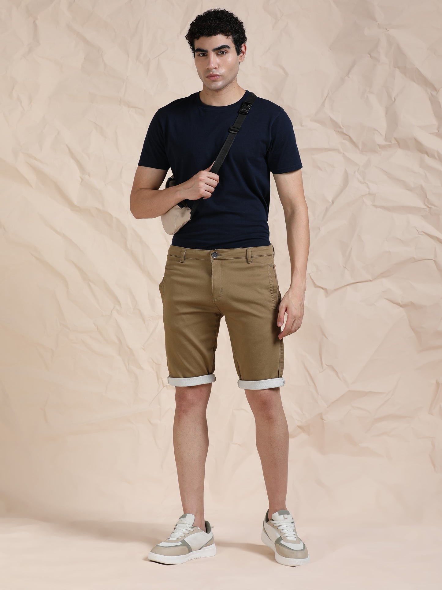 Cotton Lycra Light Brown Shorts