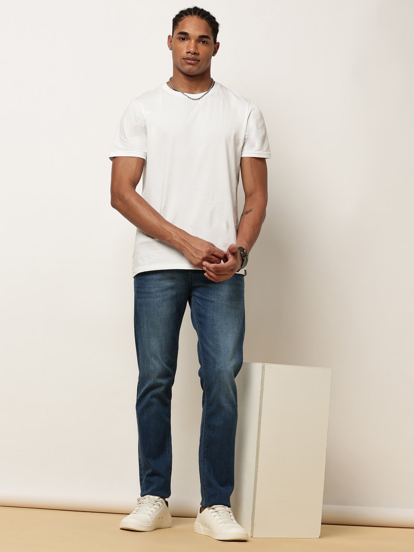 Elasticated Knit Denim Stretchable Light Blue Lounge Pants
