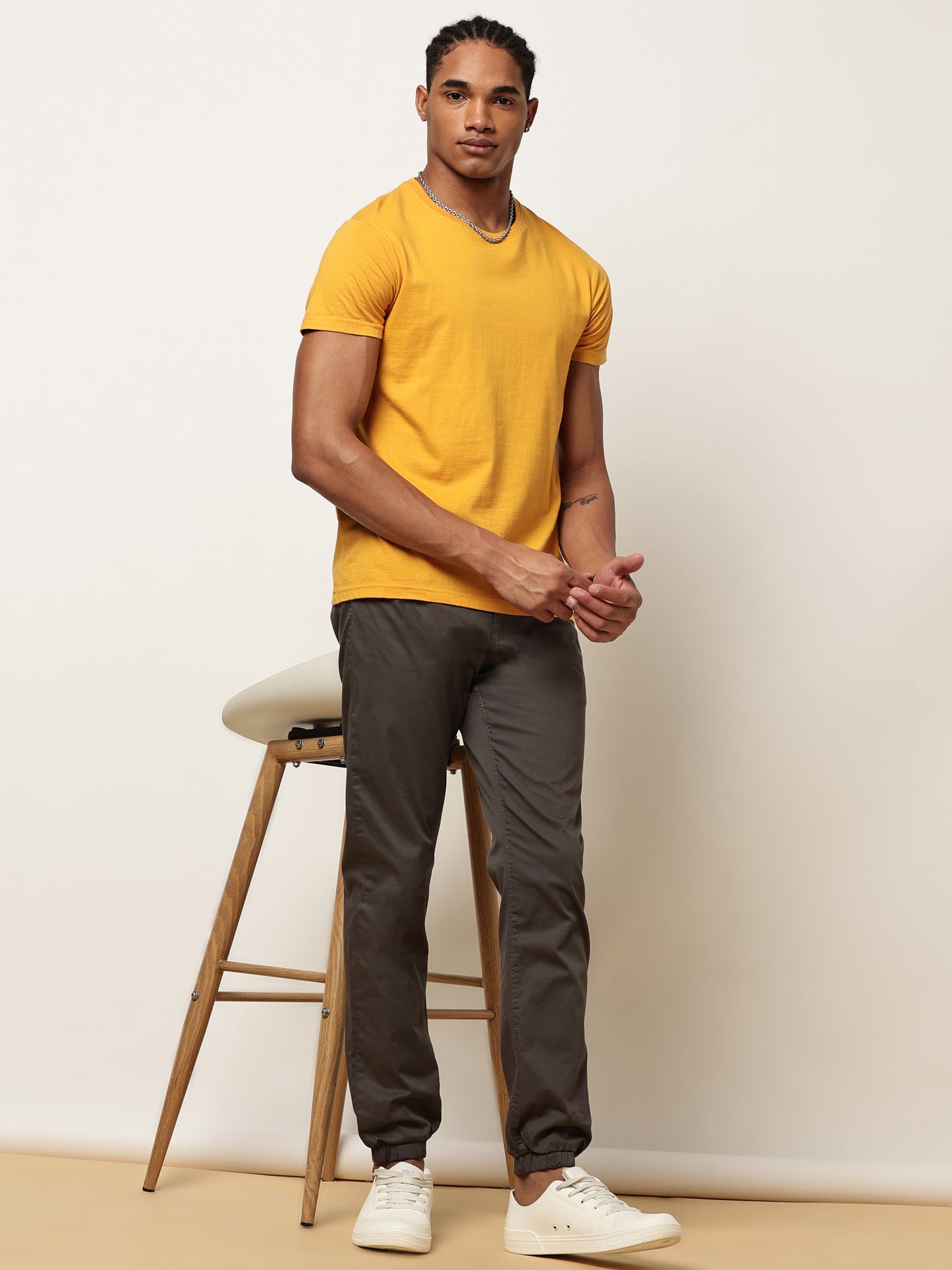 Grey Elasticated Waist Stretchable Jogger Lounge Pants