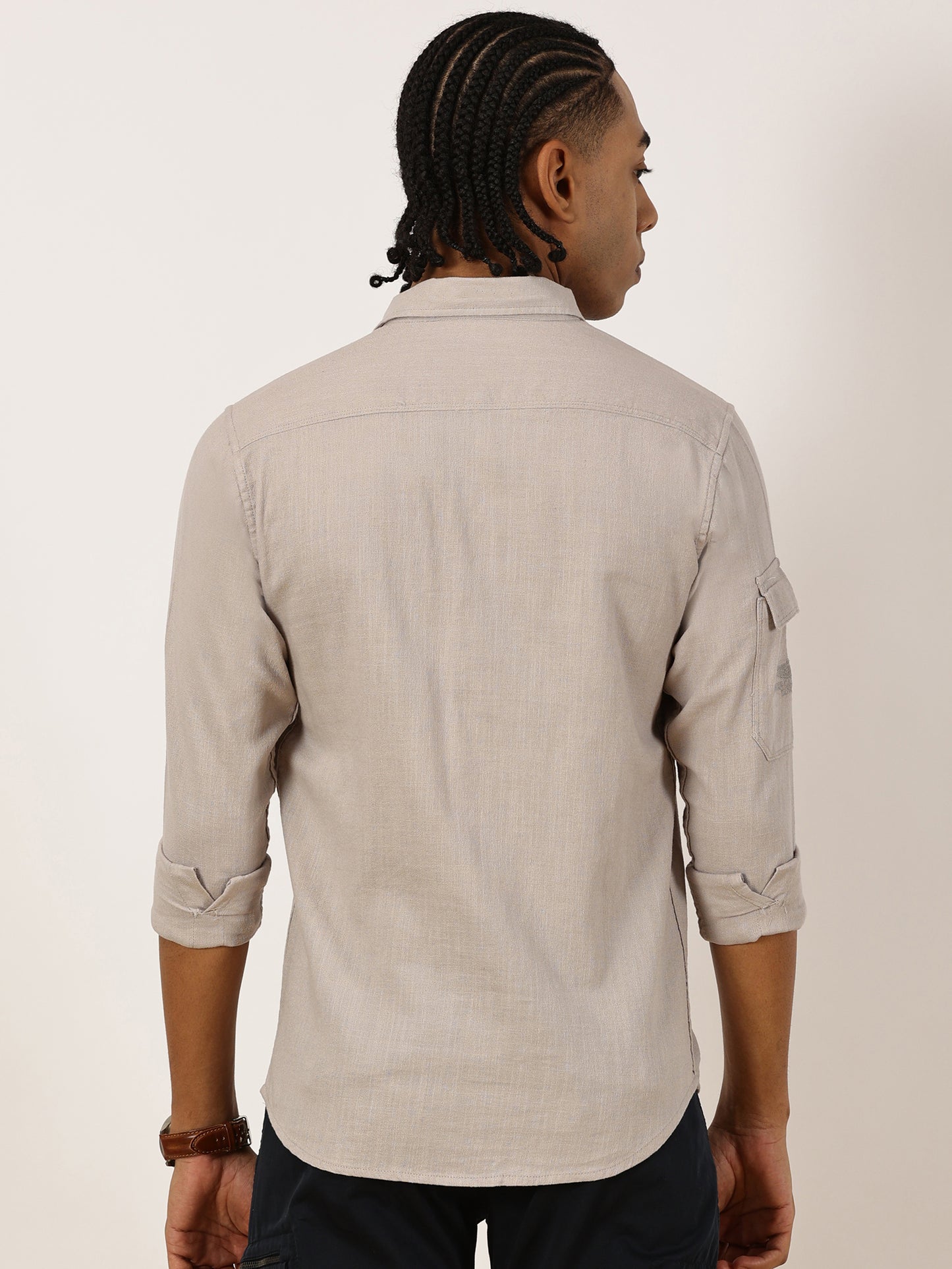 Multi Pocket Grey Cargo Shirt