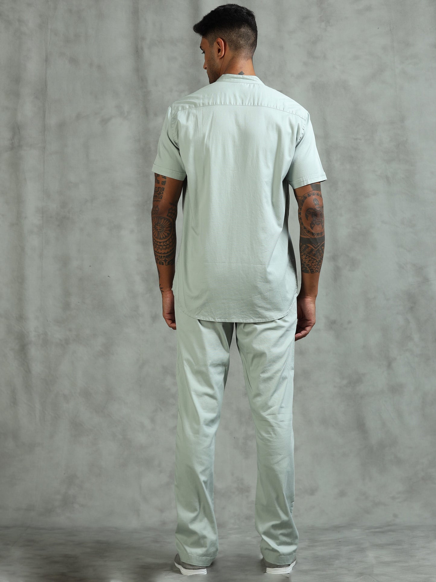 Mint Regular Fit Half Sleeve Solid Casual Co-ord Sets