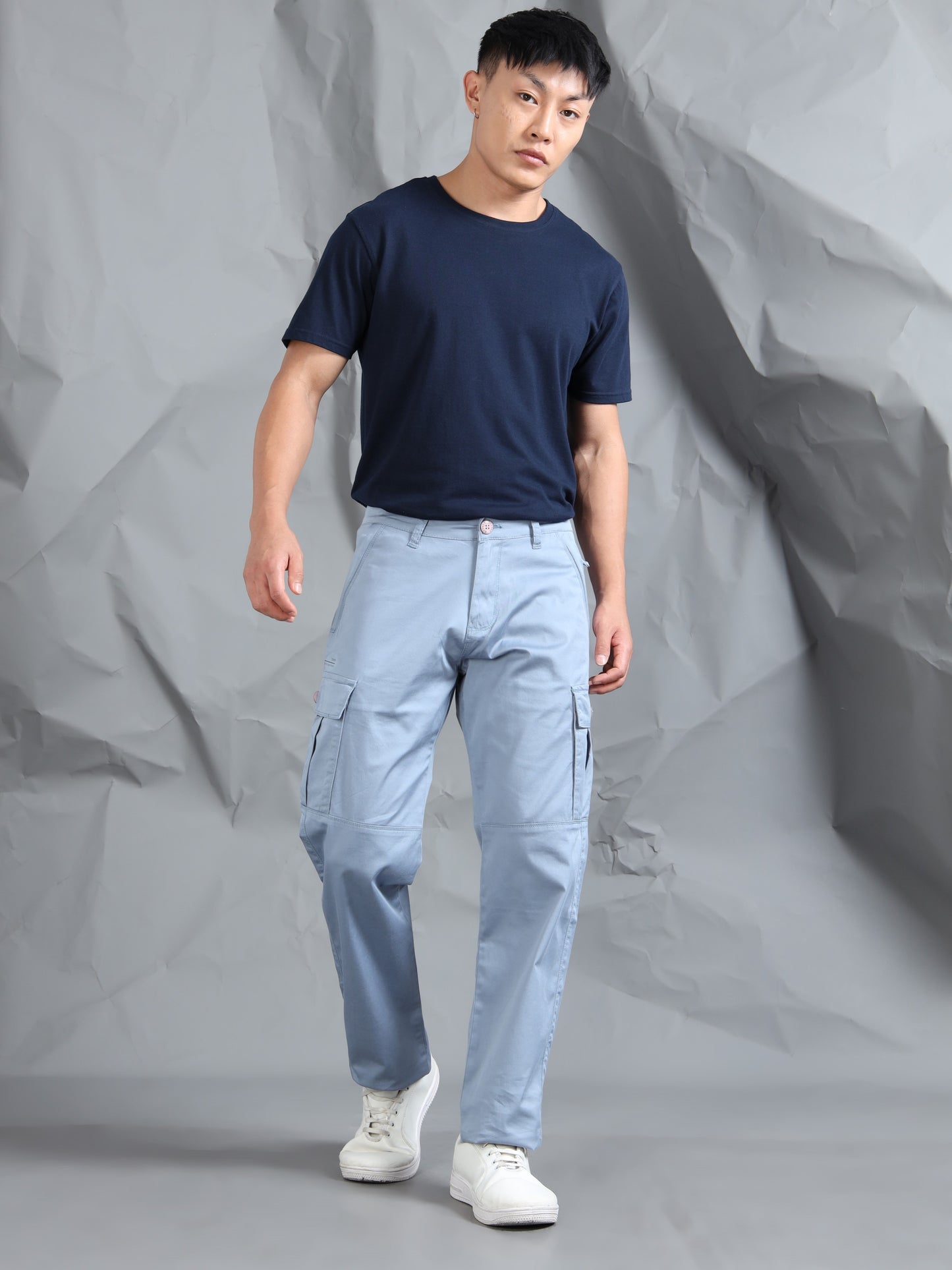 Cotton Lycra M Blue  Cargo Pant with 6 Pockets