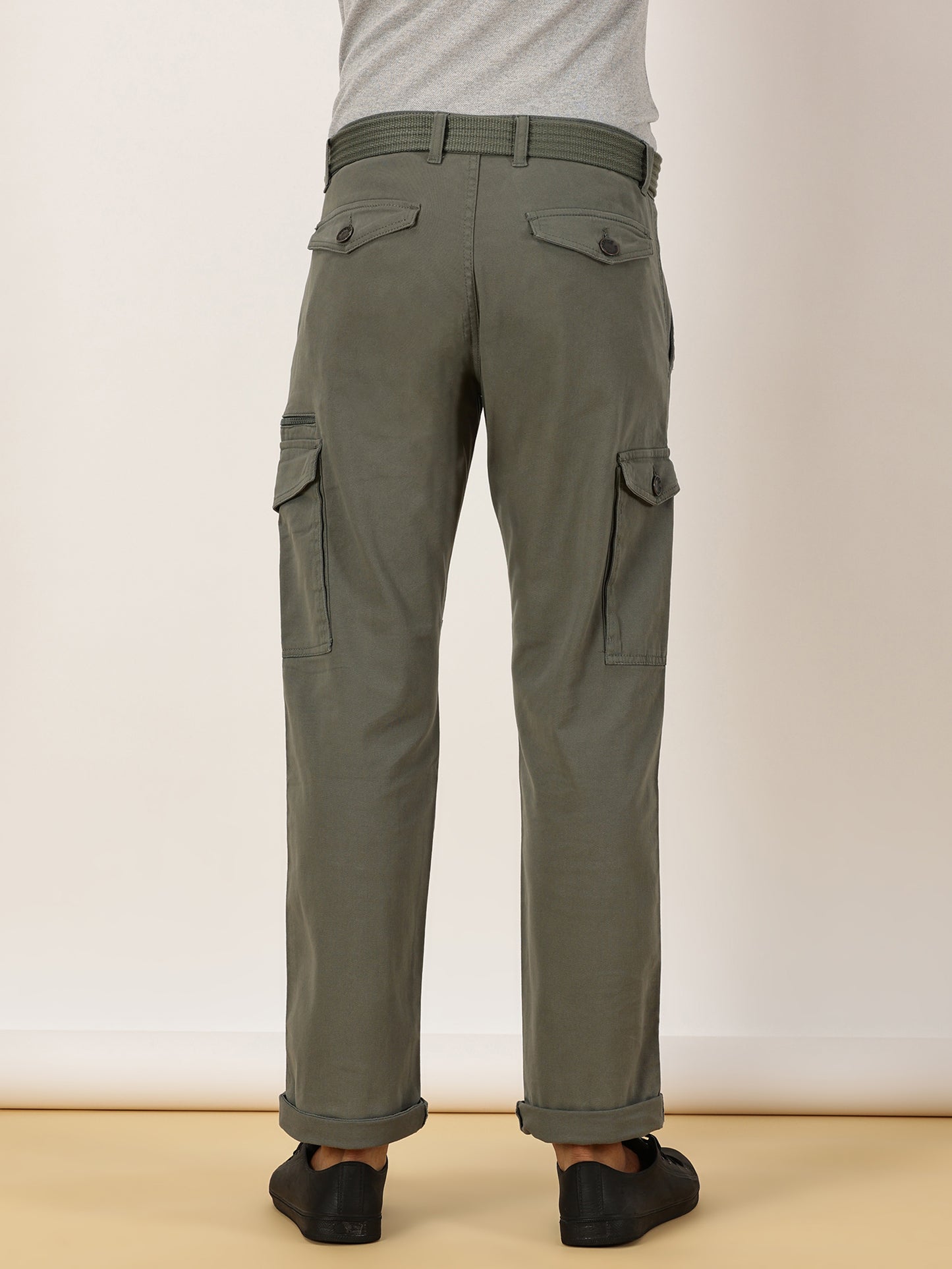 Zip Pocket Stretchable Green With Belt