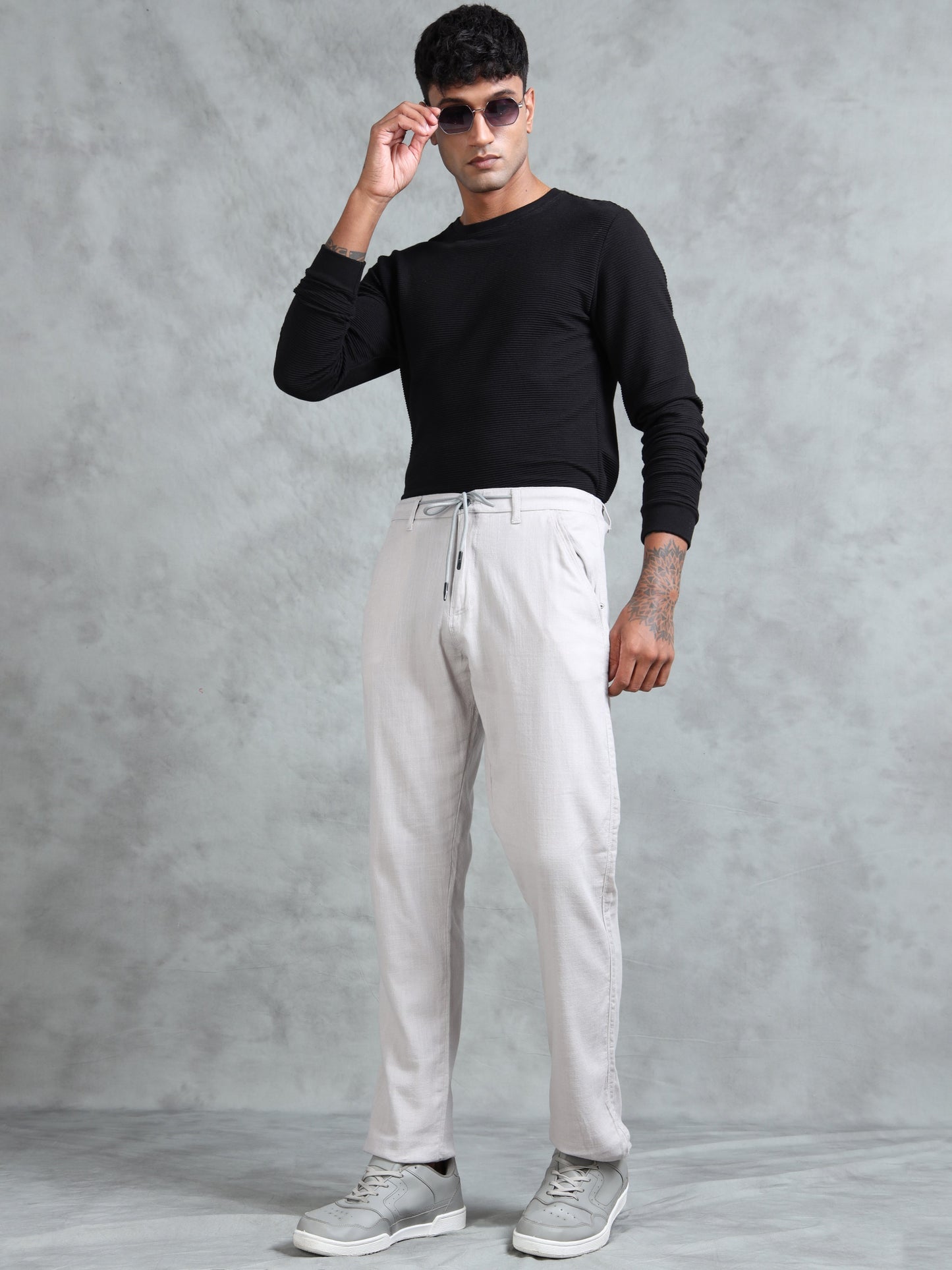 Light Grey 100% Cotton Solid Pyjama