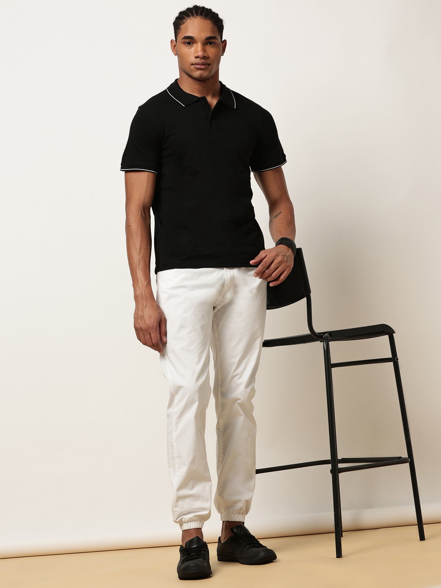 White Elasticated Waist Stretchable Jogger Lounge Pants