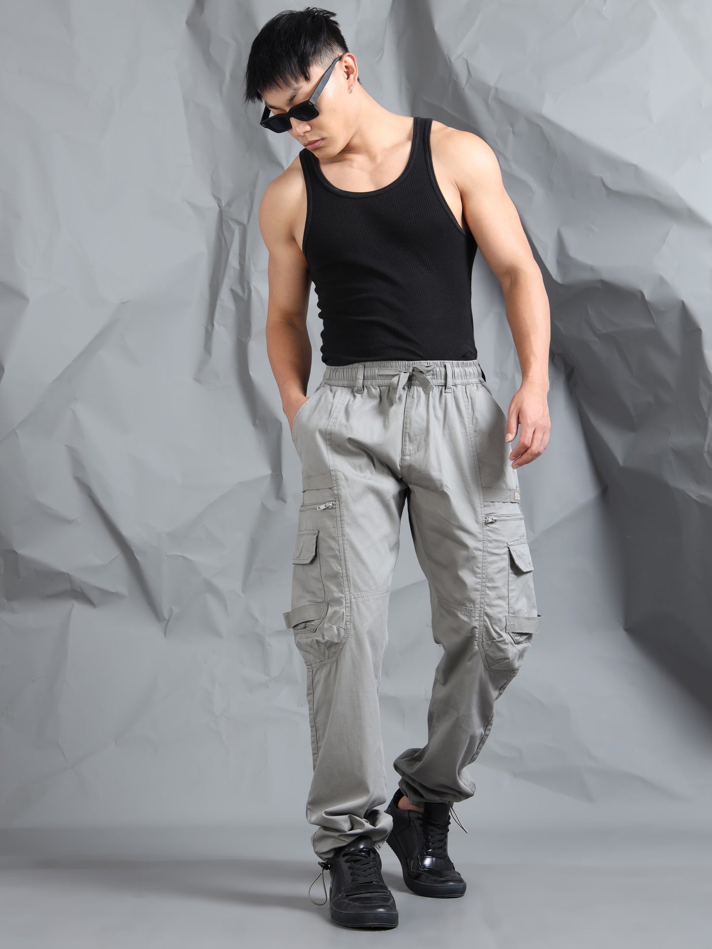 Cotton Blend  Cement Cargo Pant with 6 Pockets