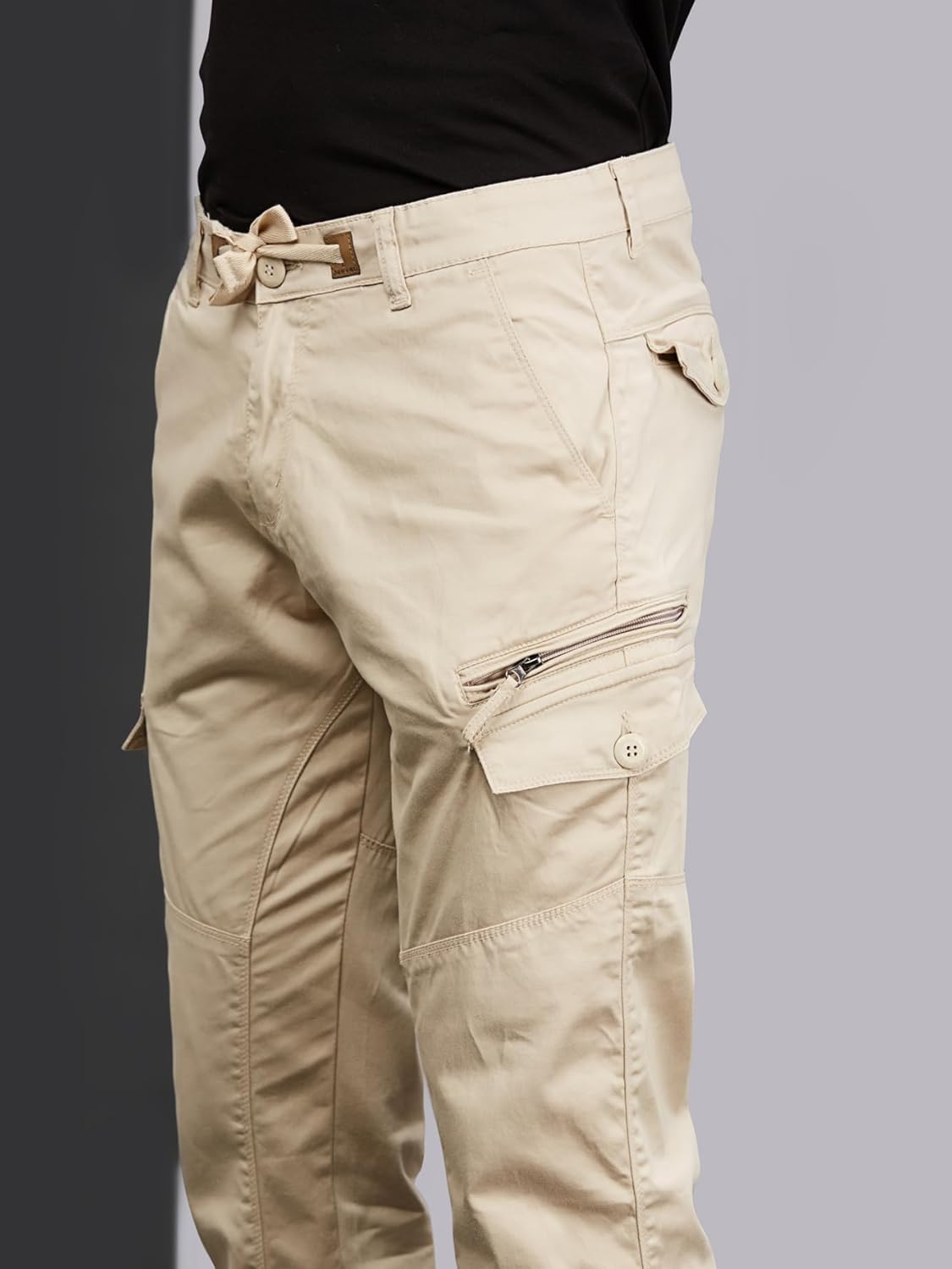 Multi Pocket Stretchable Khaki Cargo