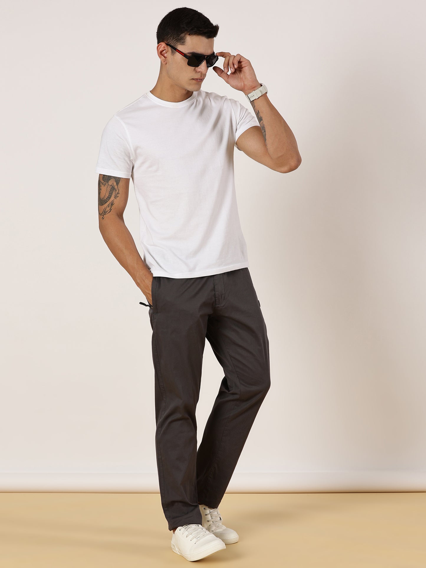Light Weight Elasticated Waist Zip Pocket Grey Lounge Pants