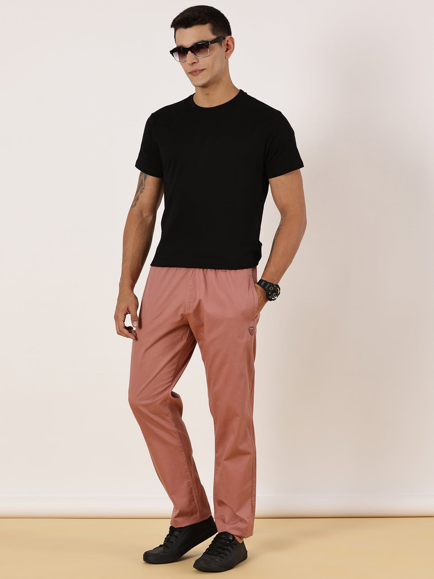 Light Weight Elasticated Waist Zip Pocket Rust Lounge Pants