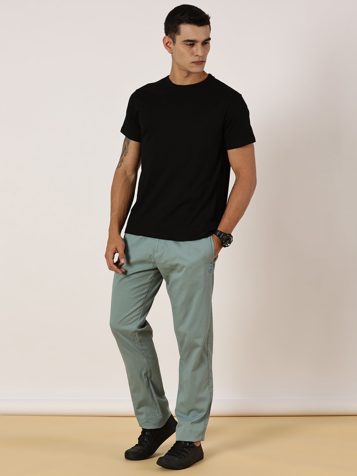 Light Weight Elasticated Waist Zip Pocket Green Lounge Pants