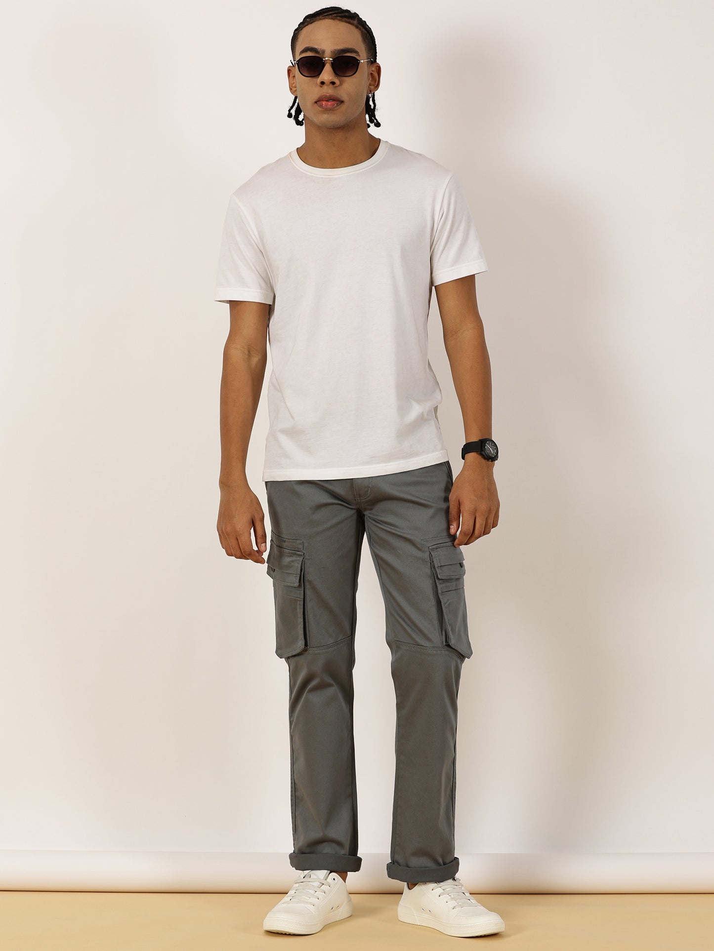 Zip Pocket Stretchable Green Cargo