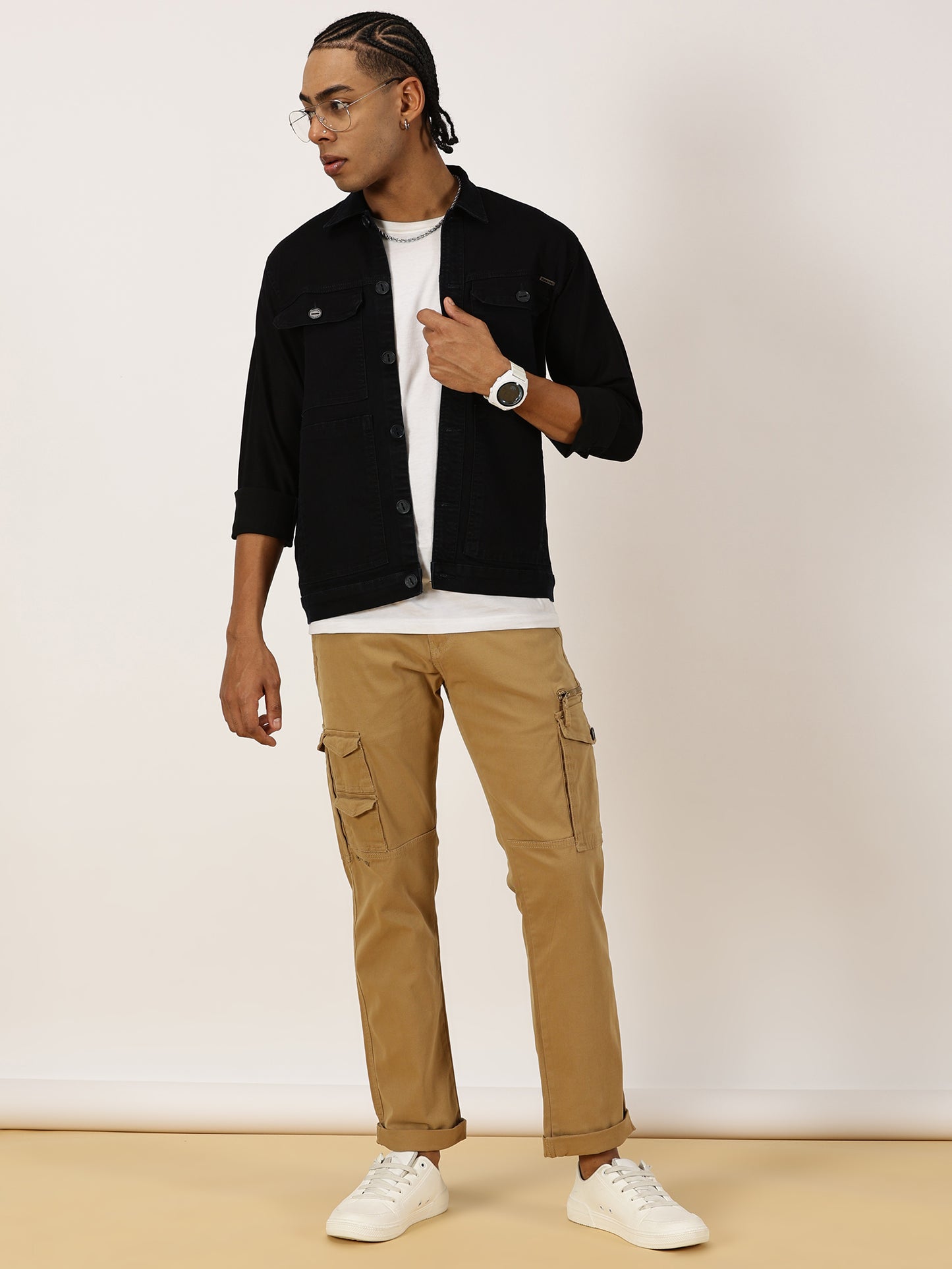 Multi Pocket Denim Blue Cargo Shacket