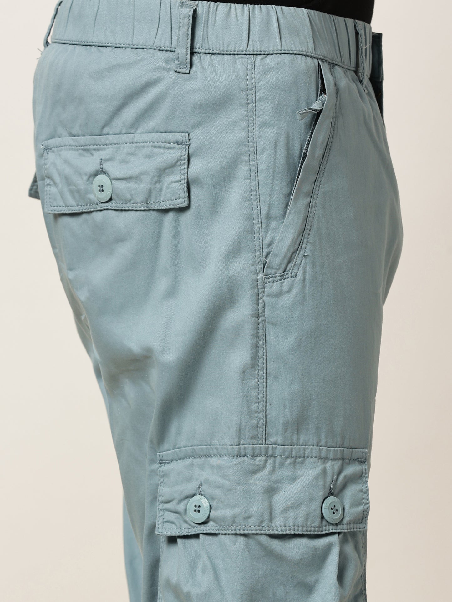 Elasticated Waist Multi Pocket Cargo Sky Lounge Pants