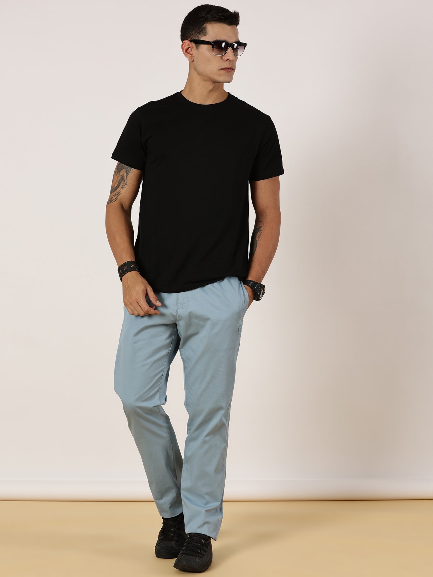 Light Weight Elasticated Waist Zip Pocket Light Blue Lounge Pants
