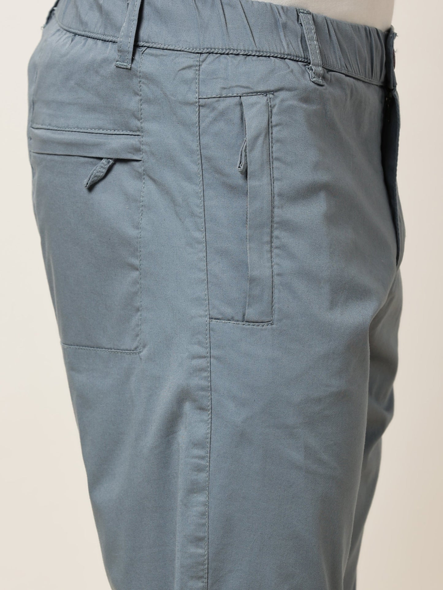 Zip Pocket Elasticated Stretchable Blue Shorts